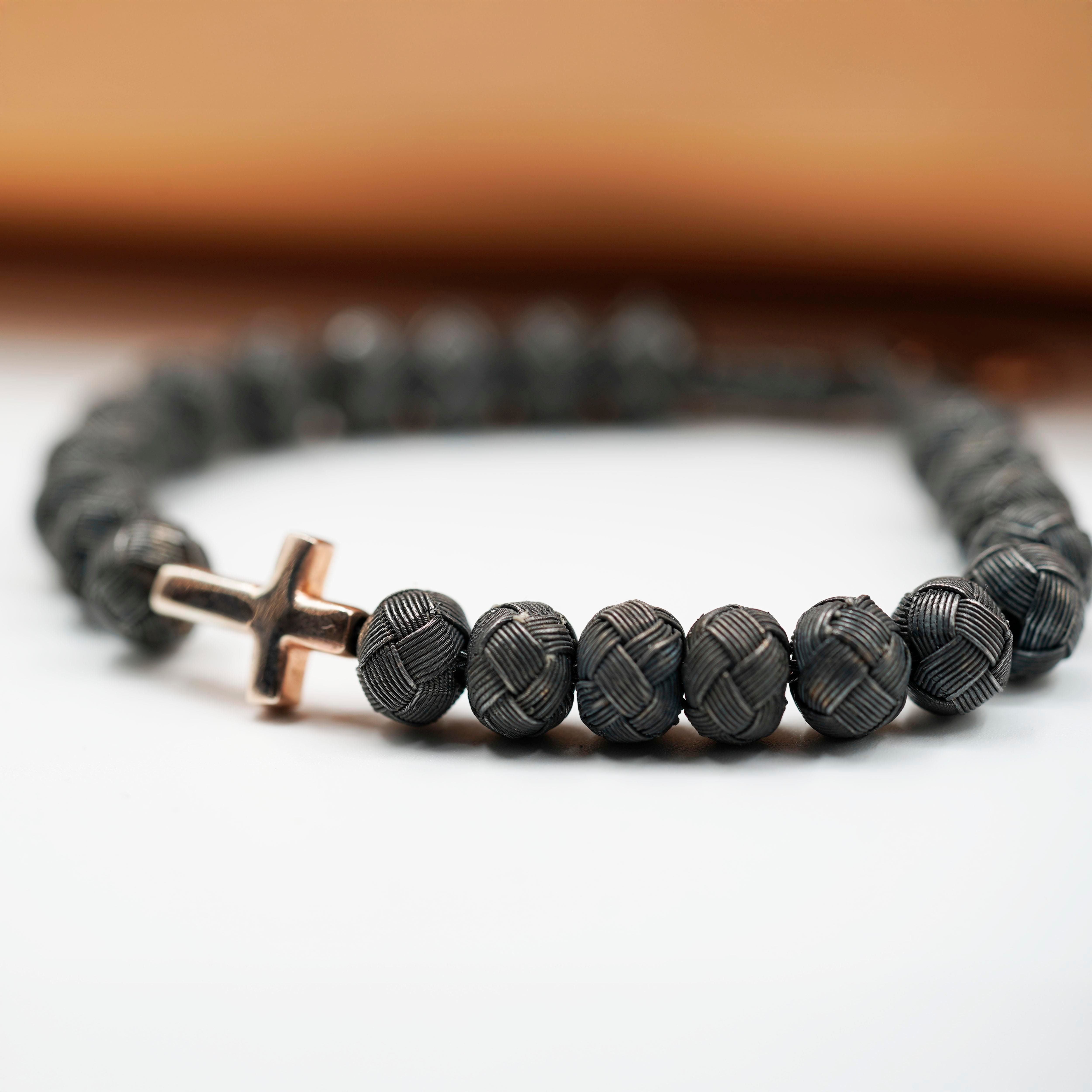 Dark Soul, Rose Single Cross, Unisex Bracelet