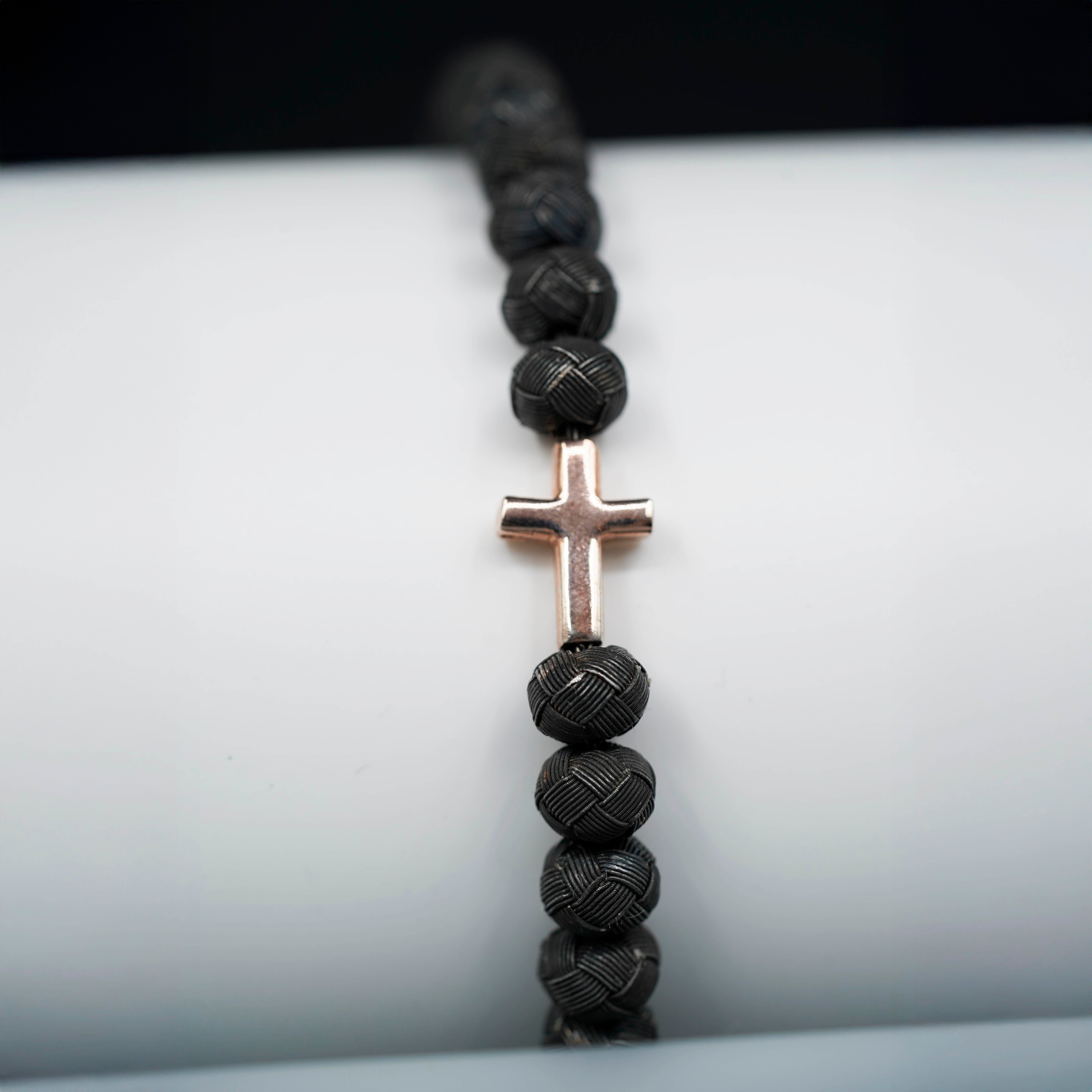 Dark Soul, Rose Single Cross, Unisex Bracelet