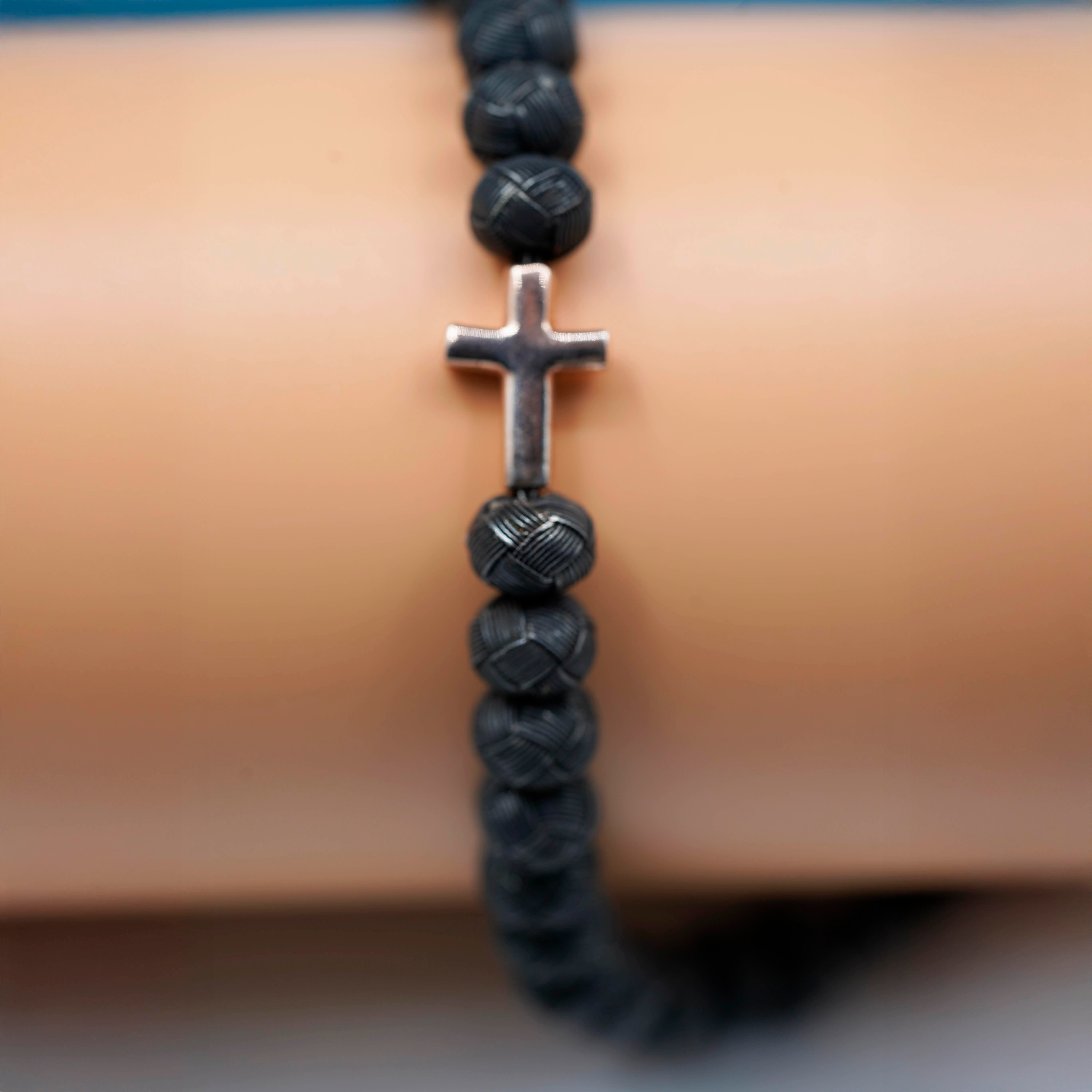 Dark Soul, Rose Single Cross, Unisex Bracelet
