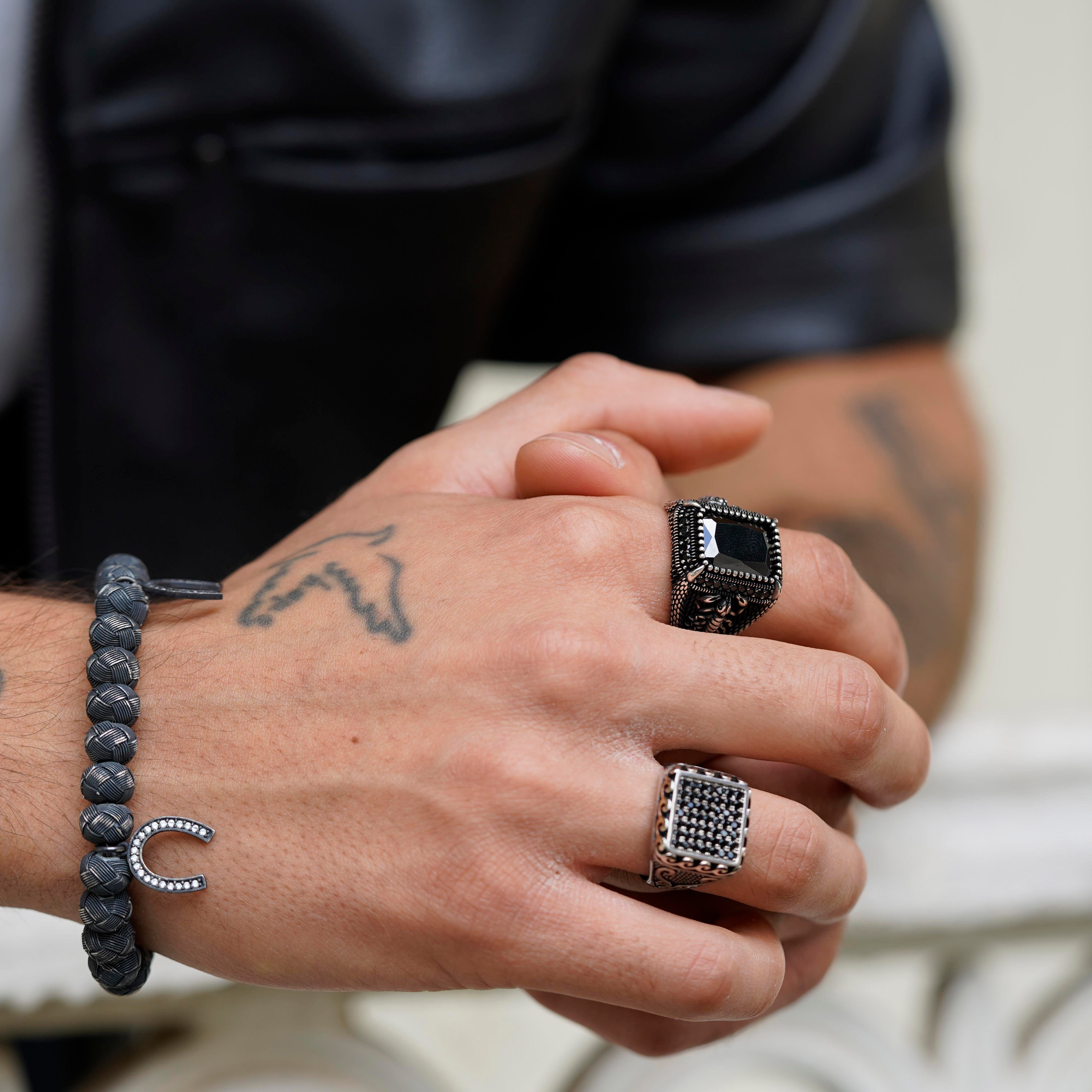 Dark Soul, White Horseshoe, Unisex Bracelet