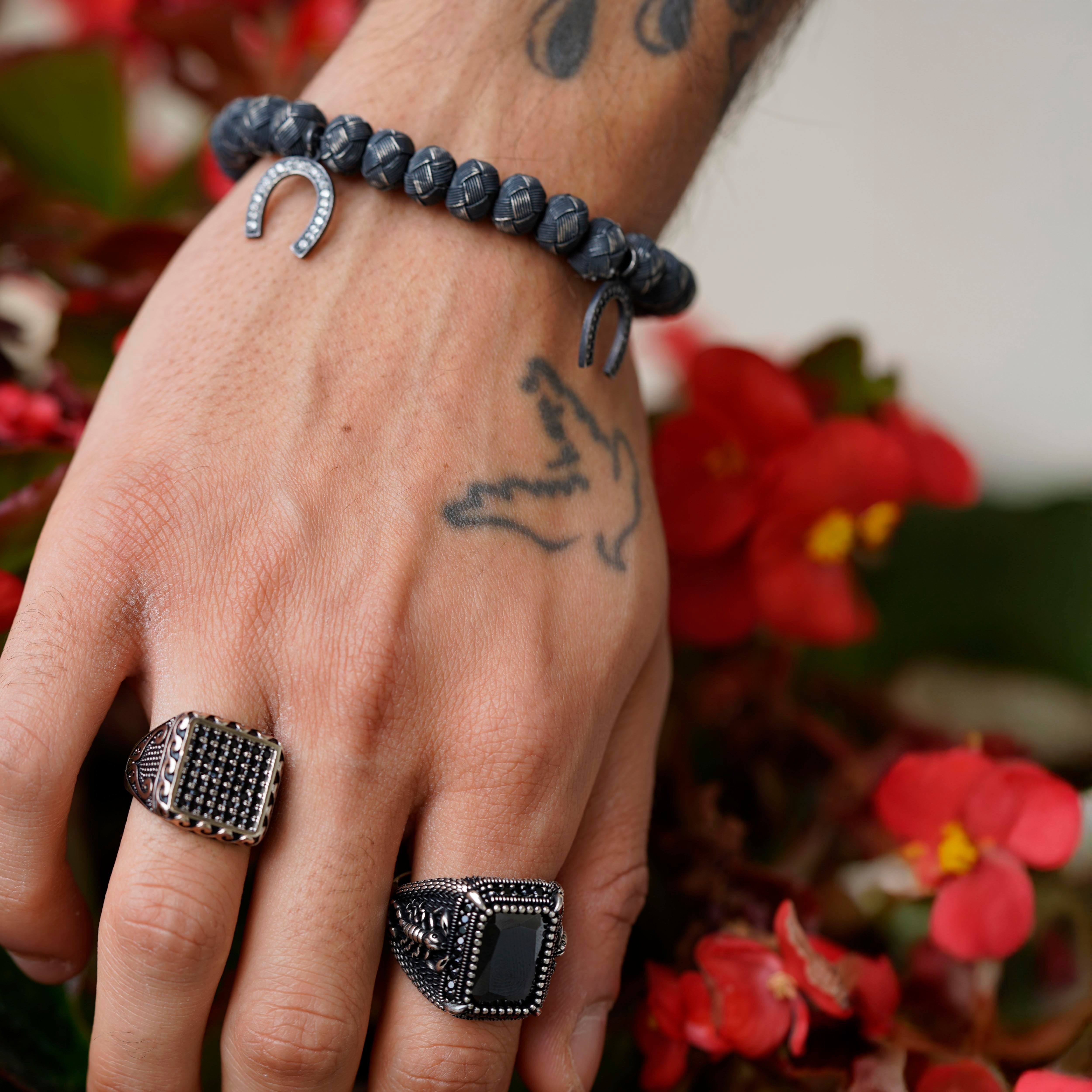Dark Soul, White Horseshoe, Unisex Bracelet