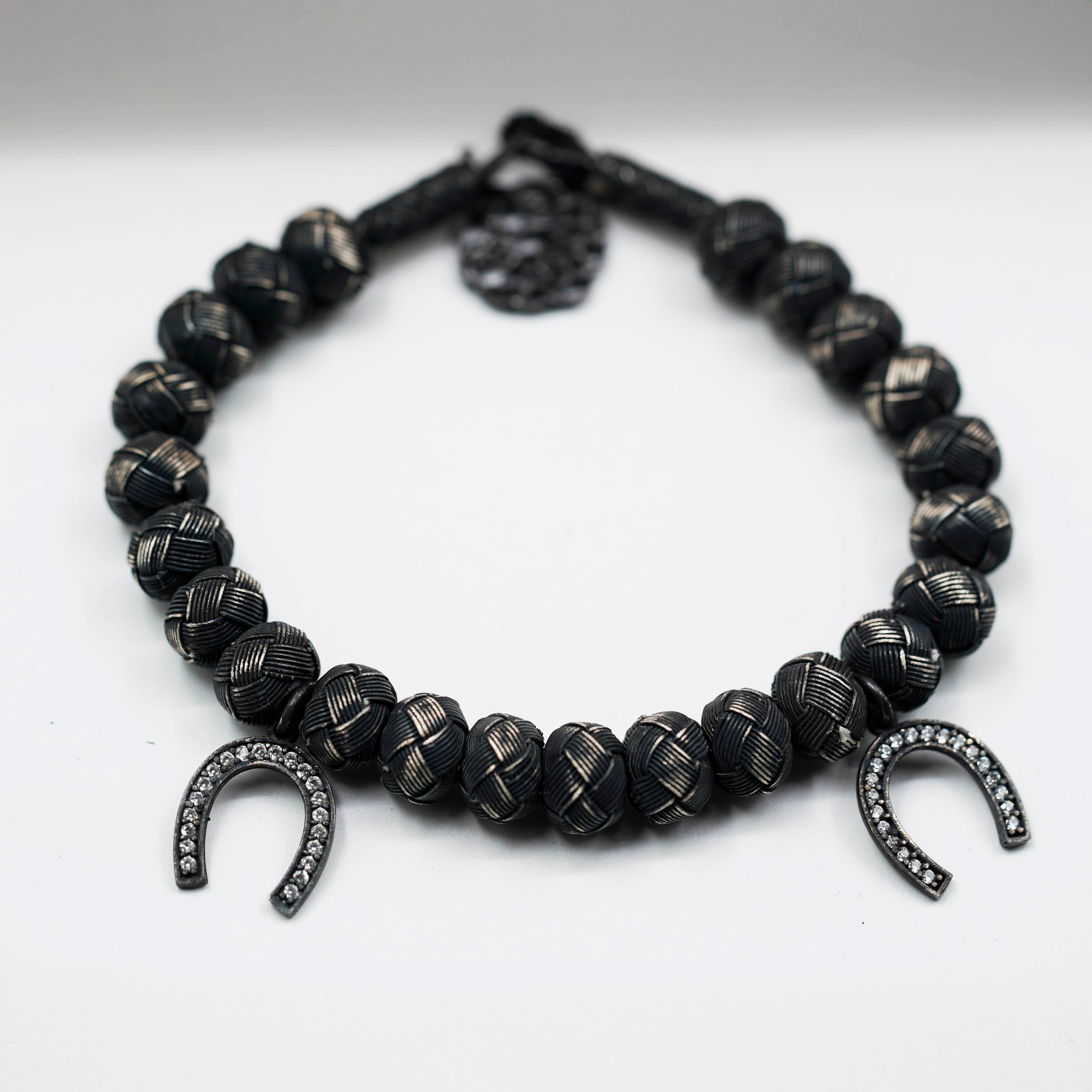 Dark Soul, White Horseshoe, Unisex Bracelet