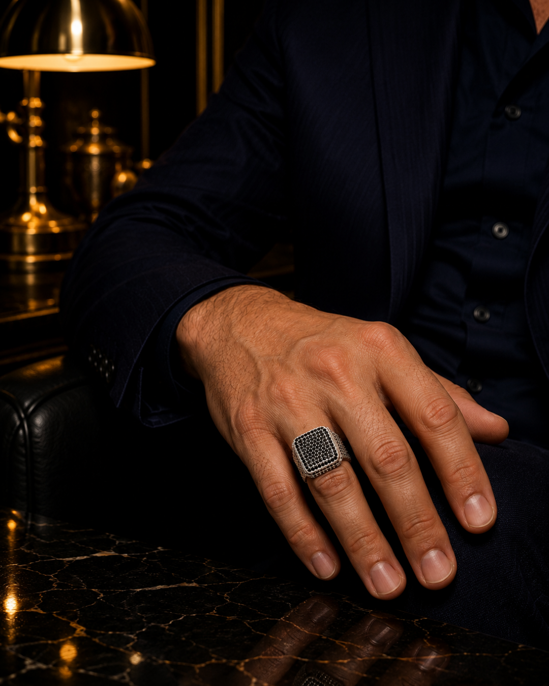 Luxury Black Zircon Stone Ring