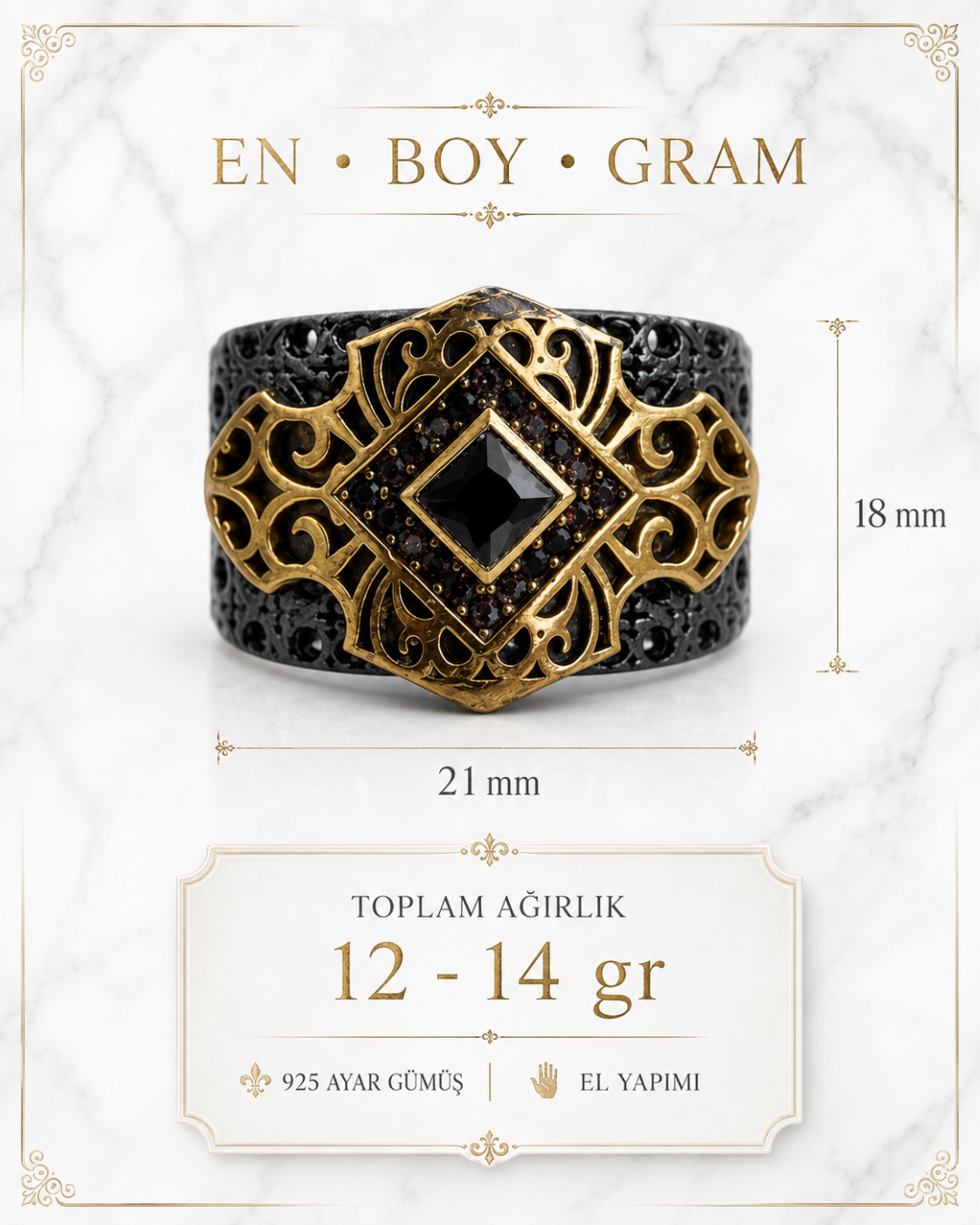 Gece Mührü Erkek Gümüş Yüzük