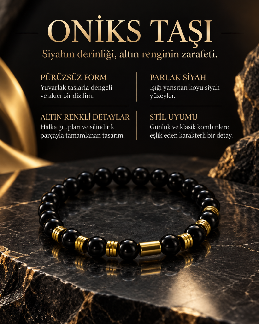 Gece Nizamı Oniks Taşı Bileklik