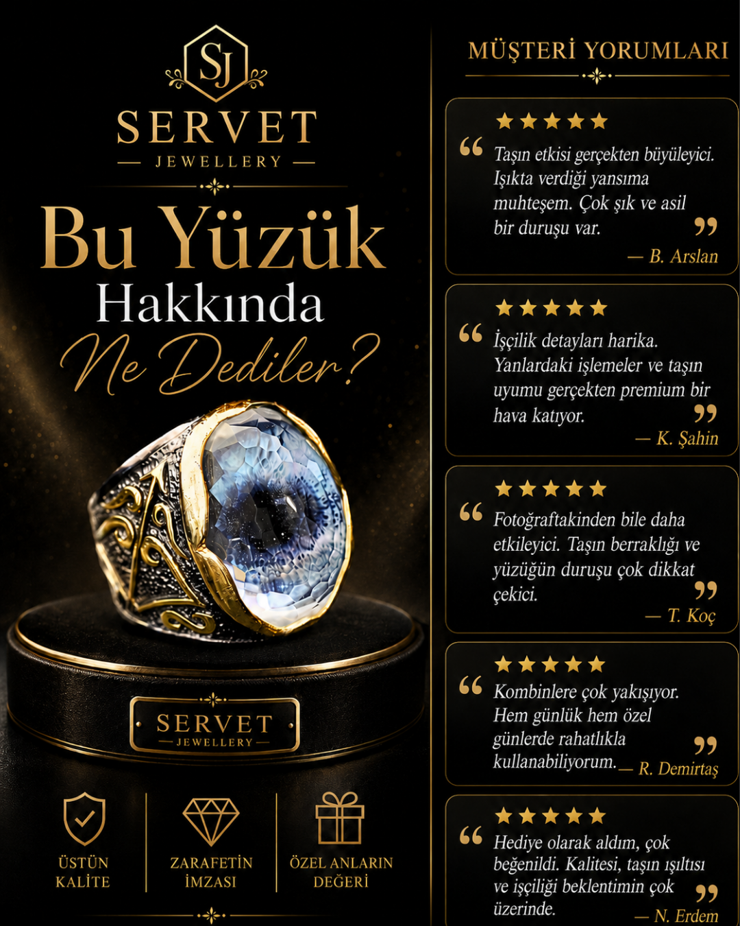 Göz Motifli Özel Tasarım Gümüş Erkek Yüzük 