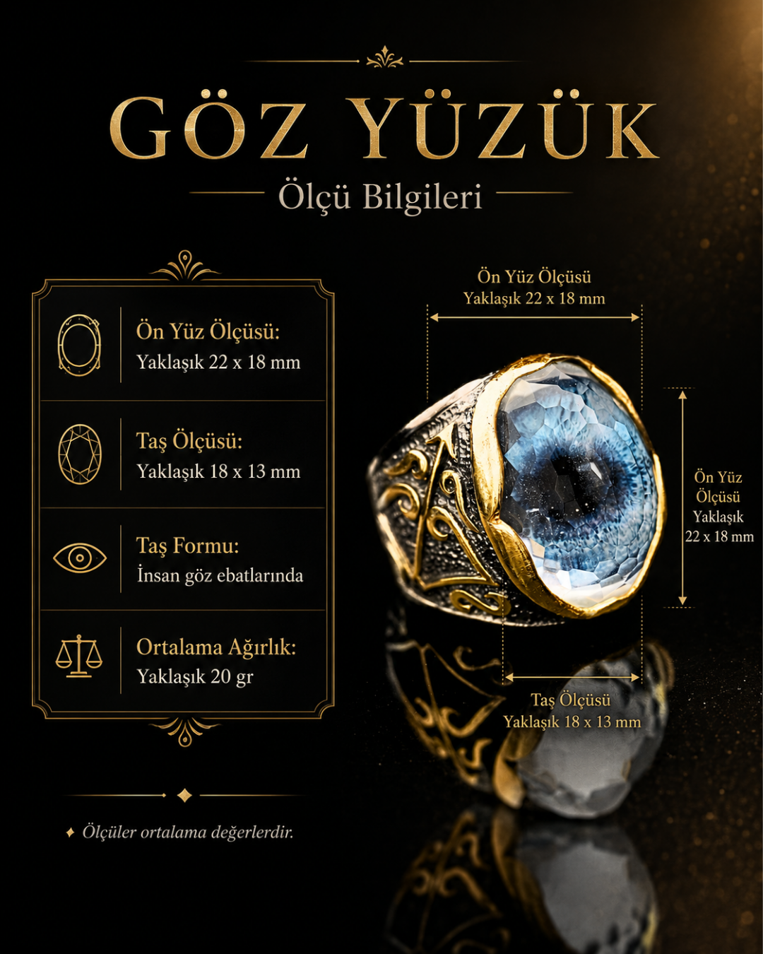 Göz Motifli Özel Tasarım Gümüş Erkek Yüzük