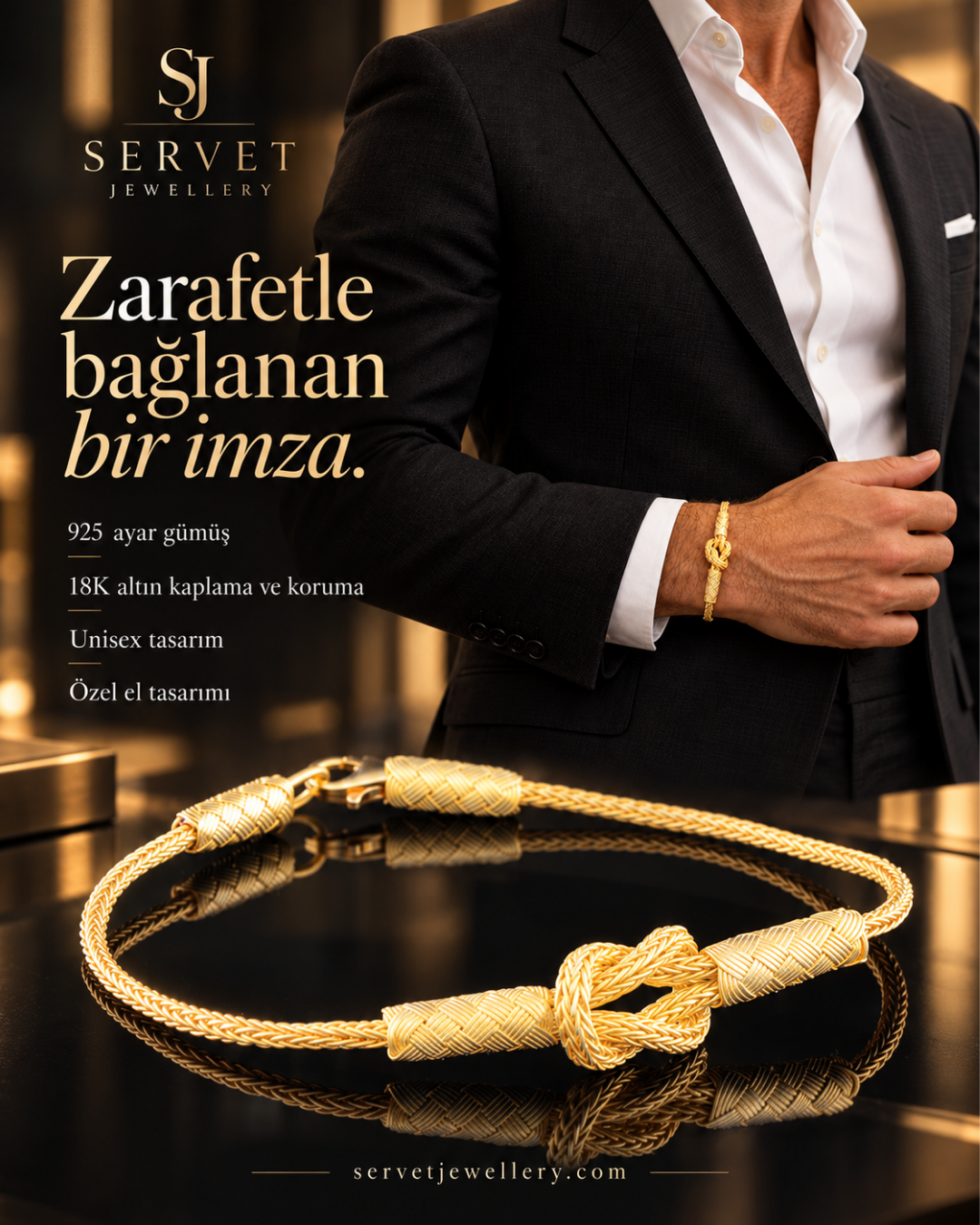 Kraliyet Düğümü Gümüş Bileklik