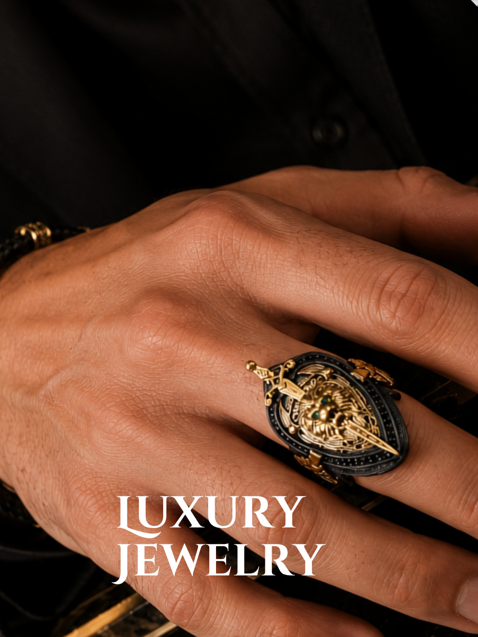 Luxury Green Eye Lion Ring