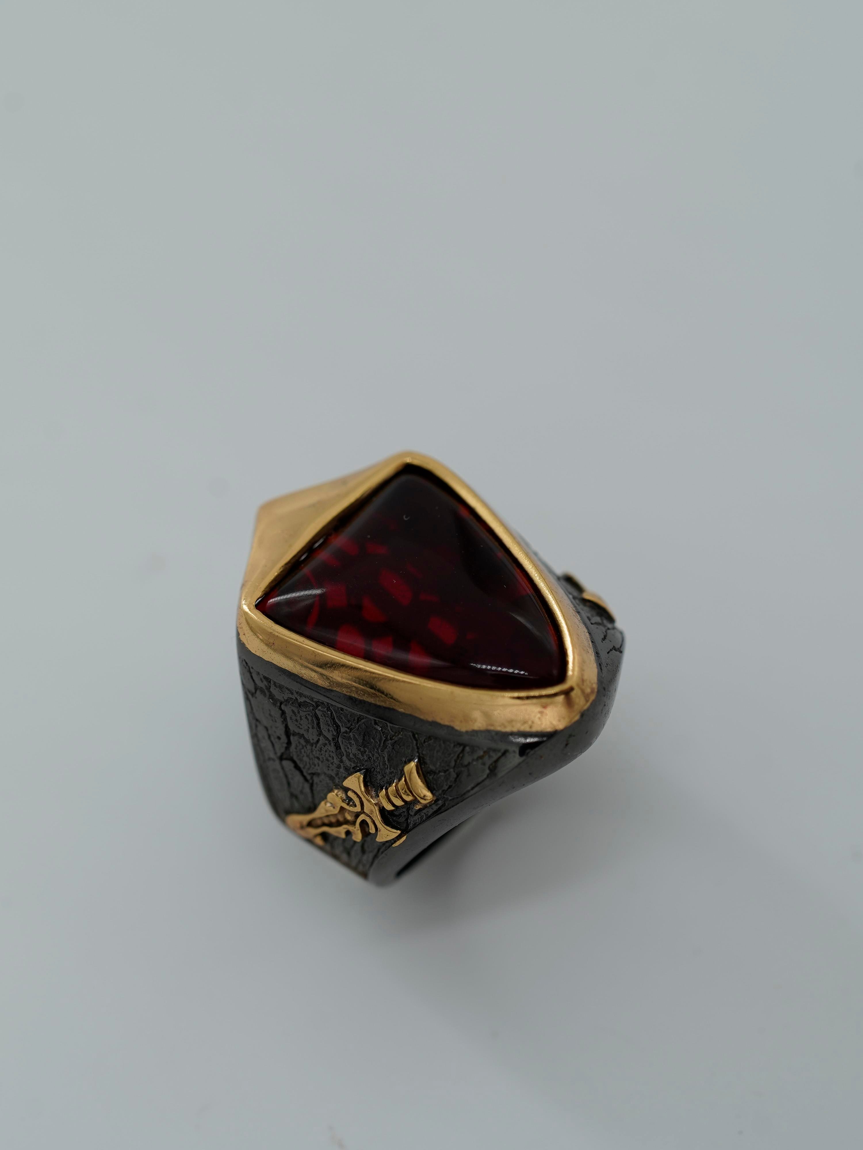 Luxury Red Amber Ring