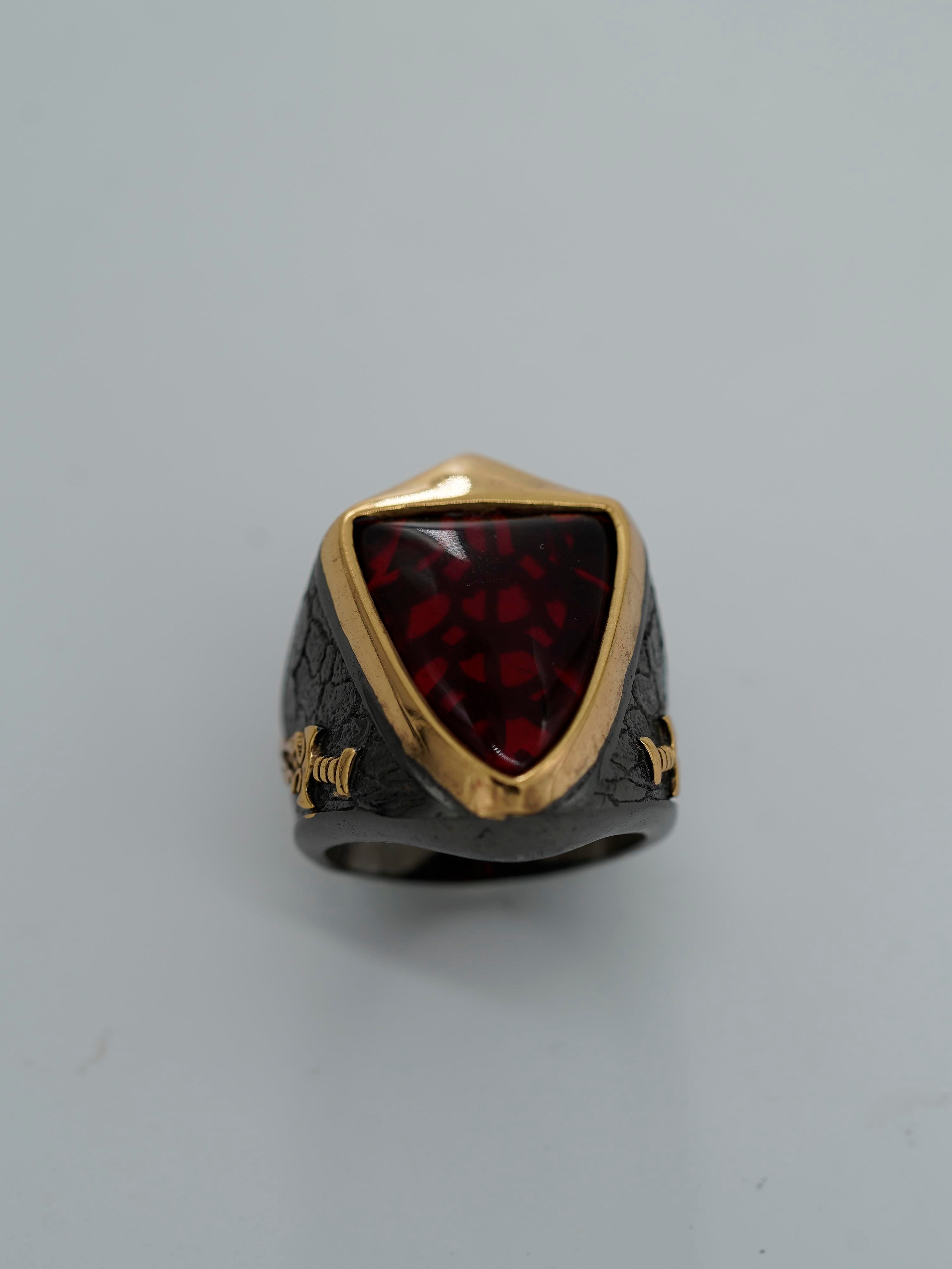 Luxury Red Amber Ring