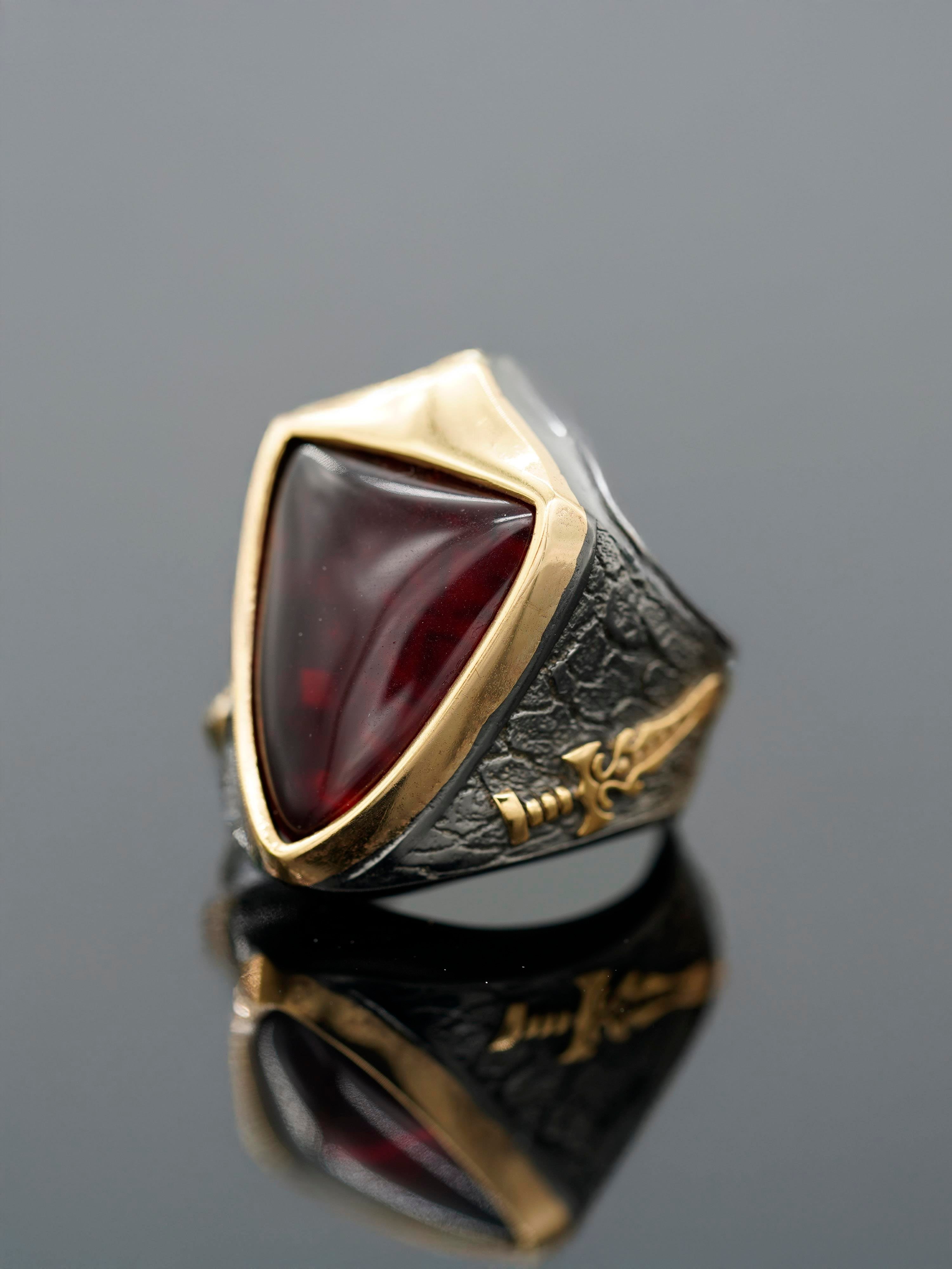 Luxury Red Amber Ring