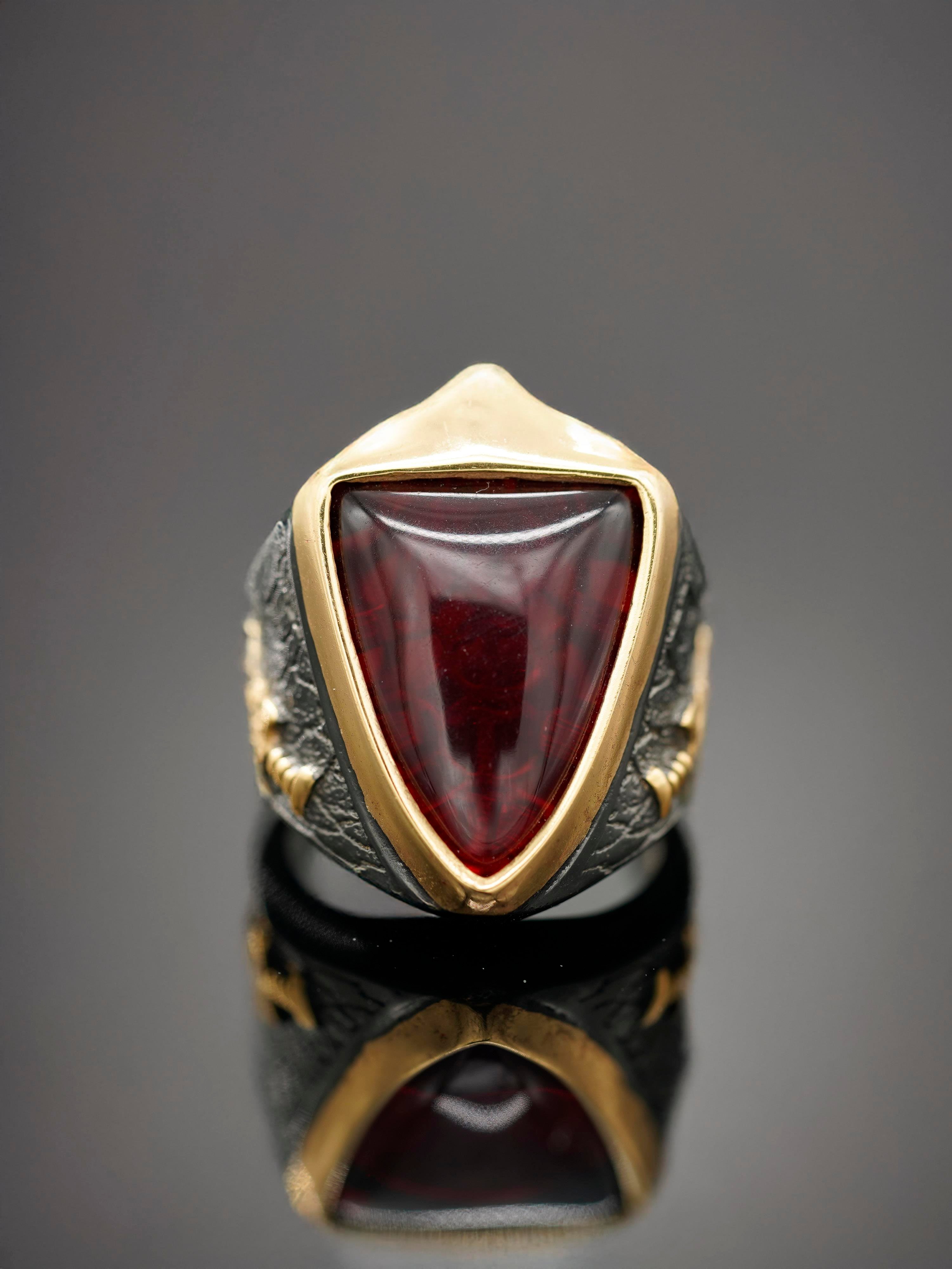 Luxury Red Amber Ring