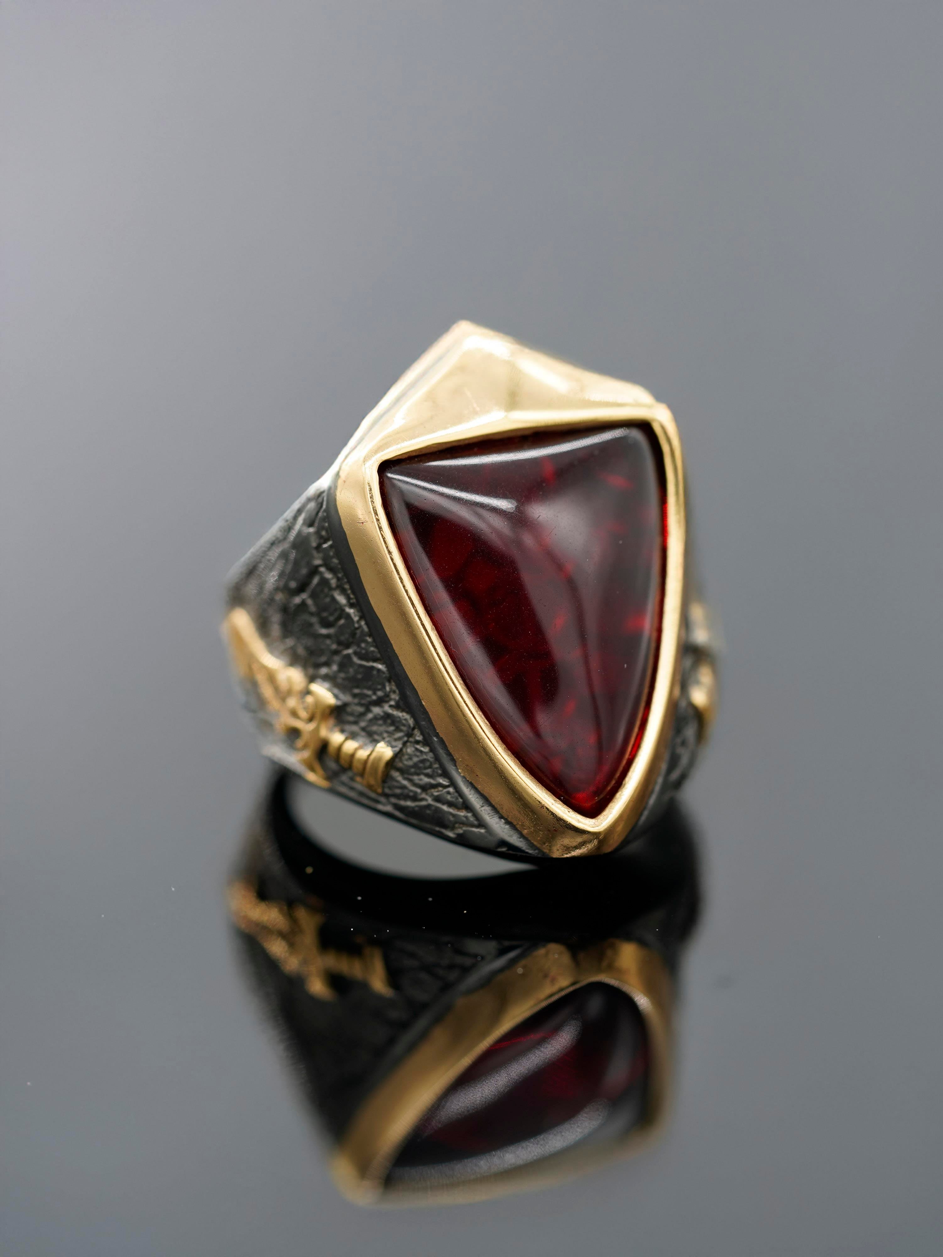 Luxury Red Amber Ring