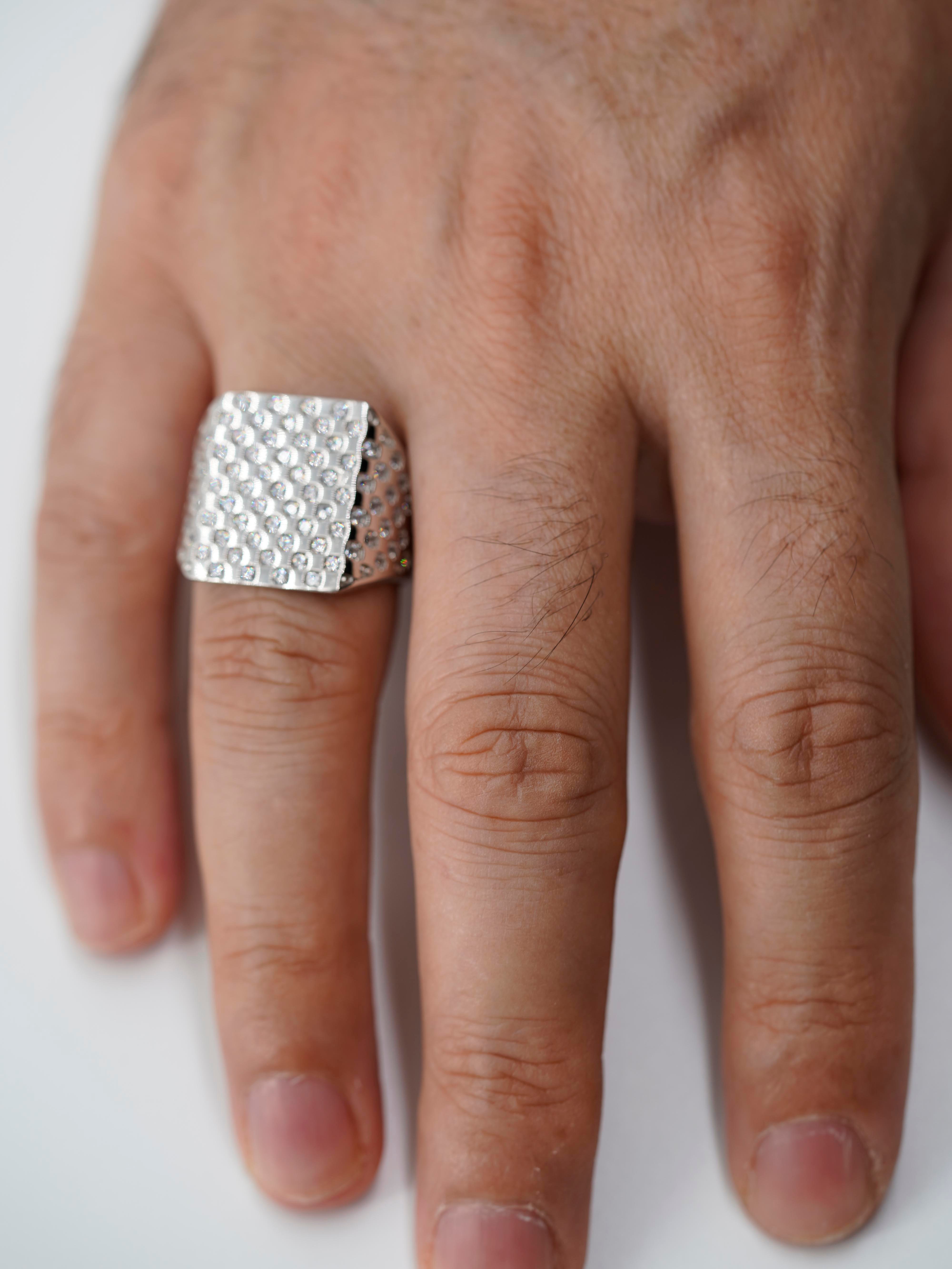 Luxury White Stones Square Ring
