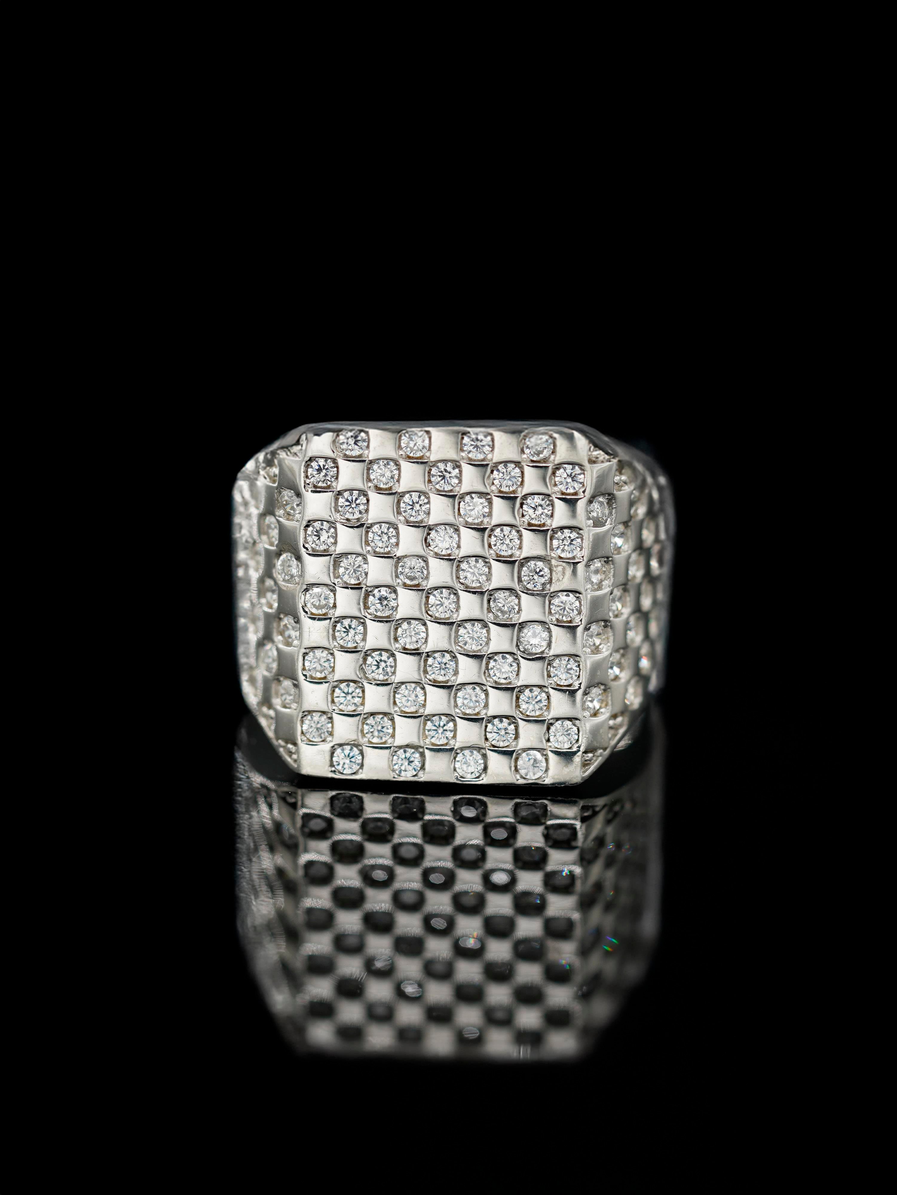 Luxury White Stones Square Ring