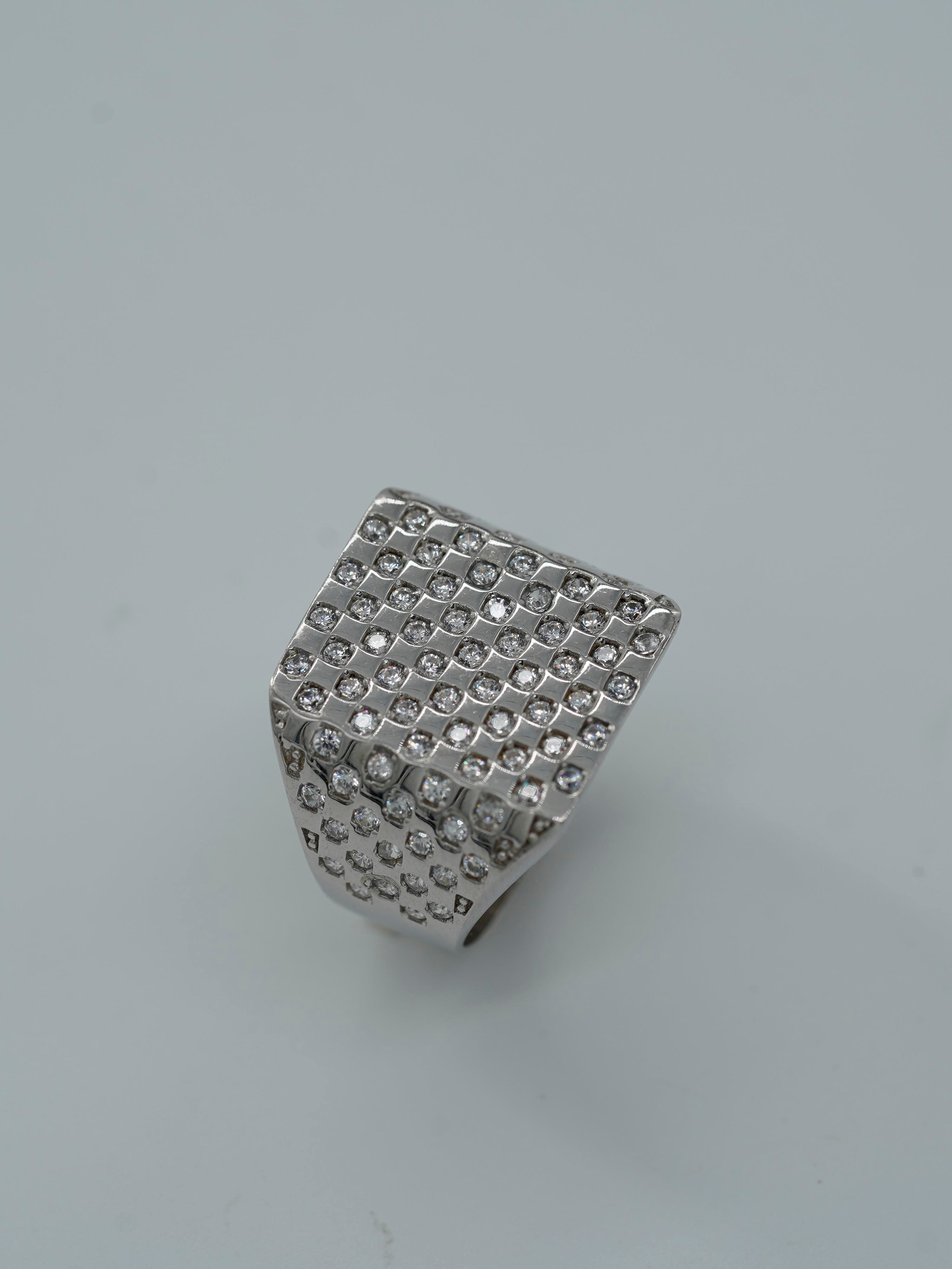 Luxury White Stones Square Ring