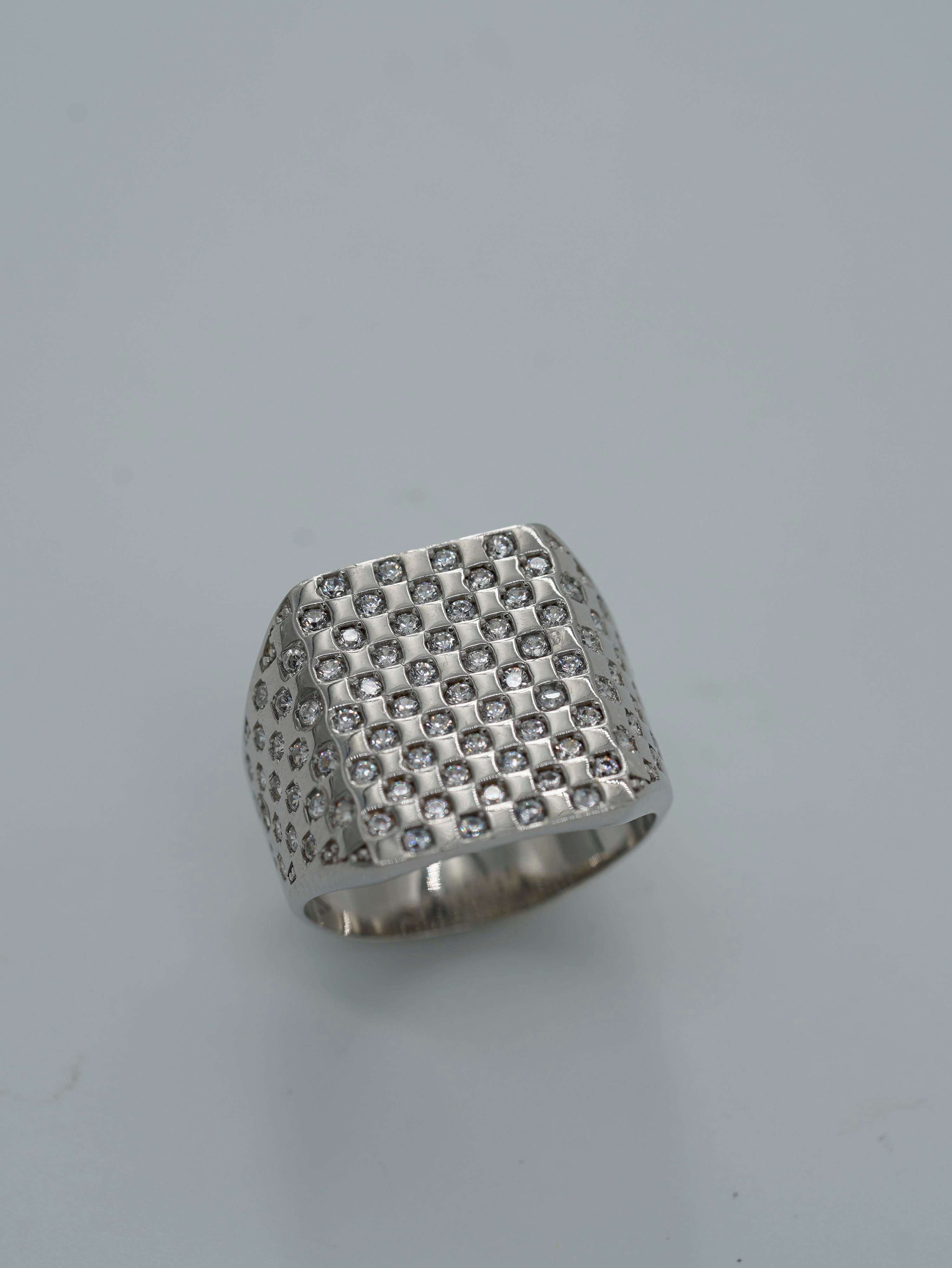 Luxury White Stones Square Ring