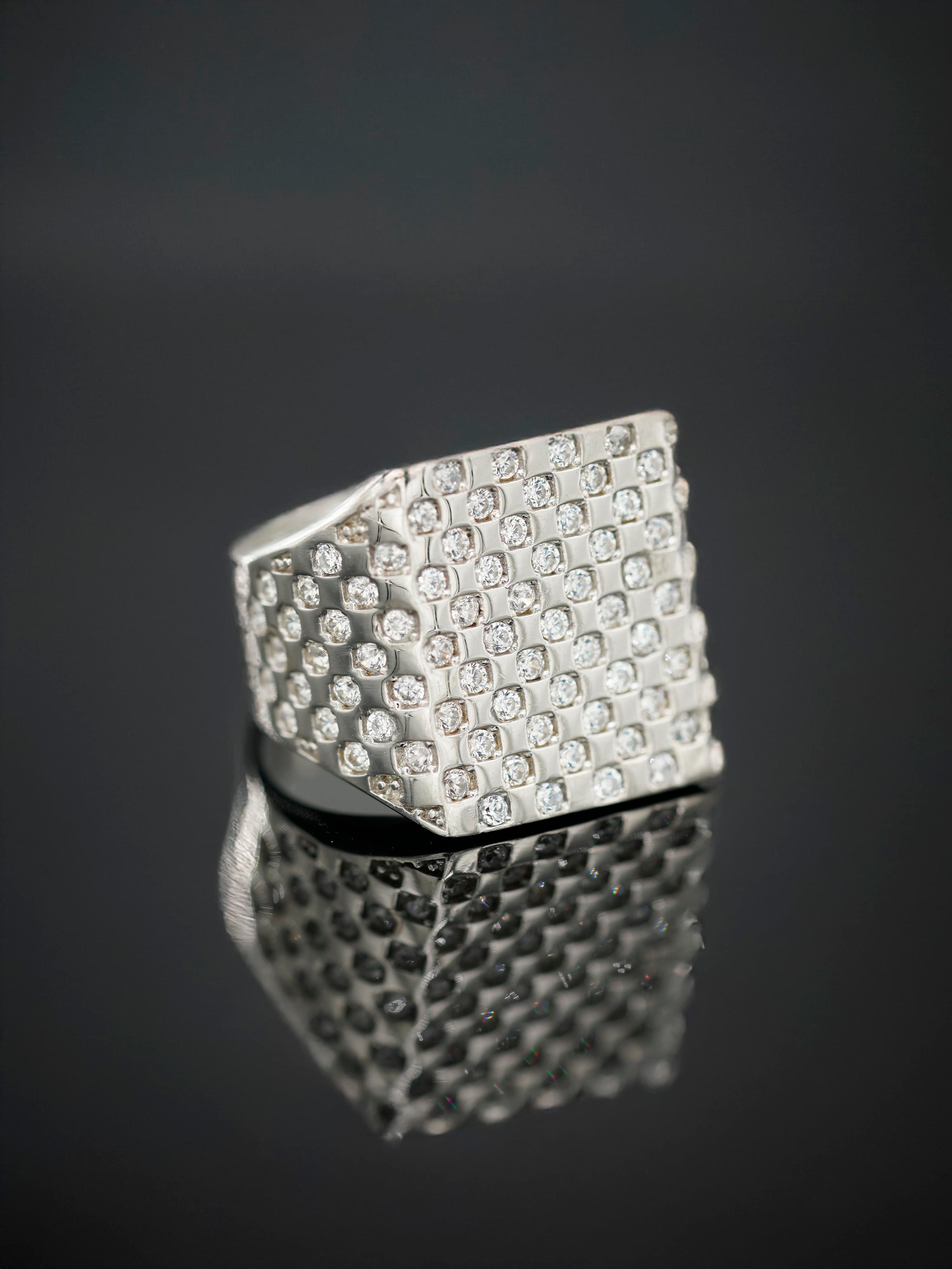 Luxury White Stones Square Ring