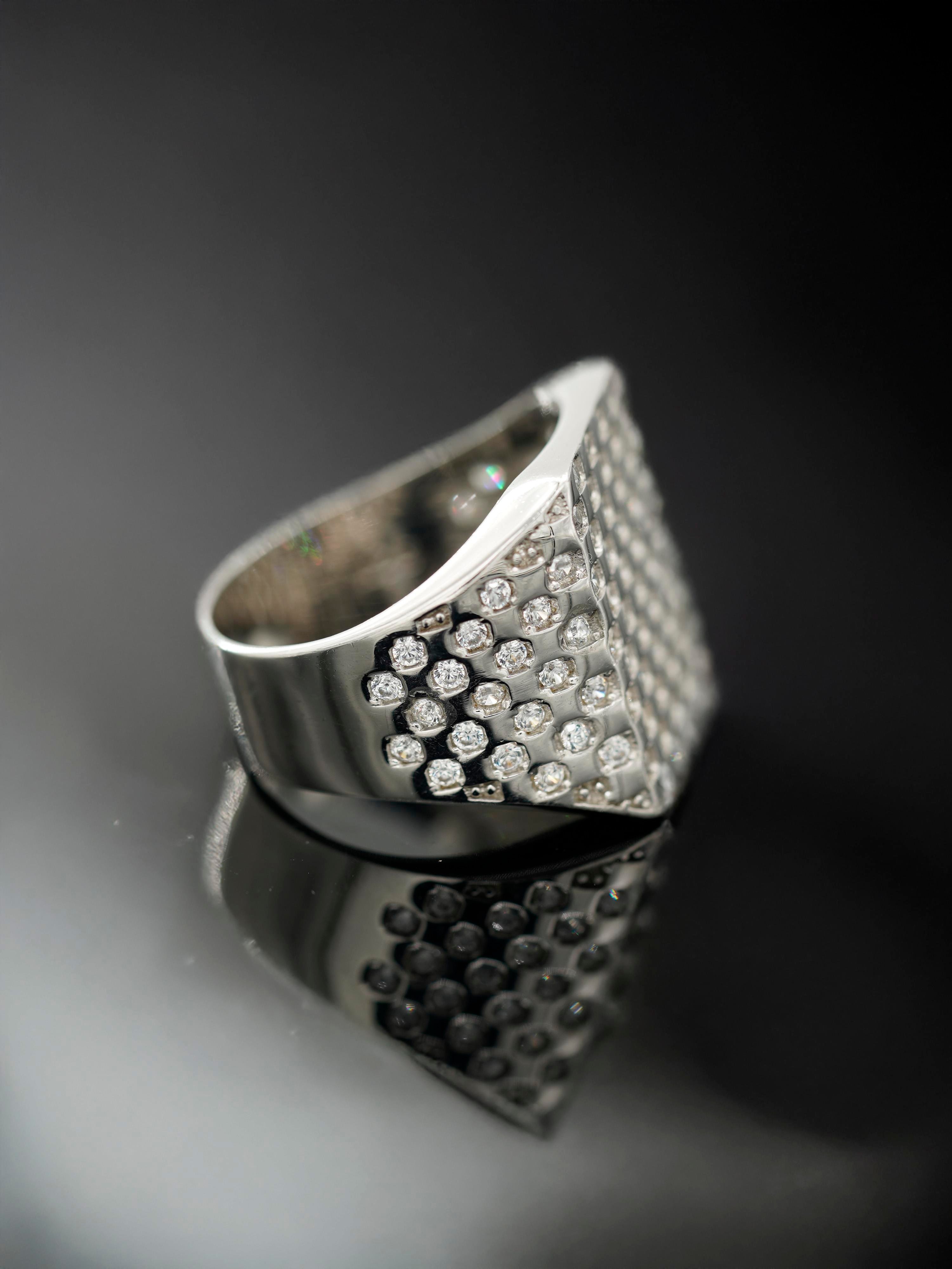 Luxury White Stones Square Ring
