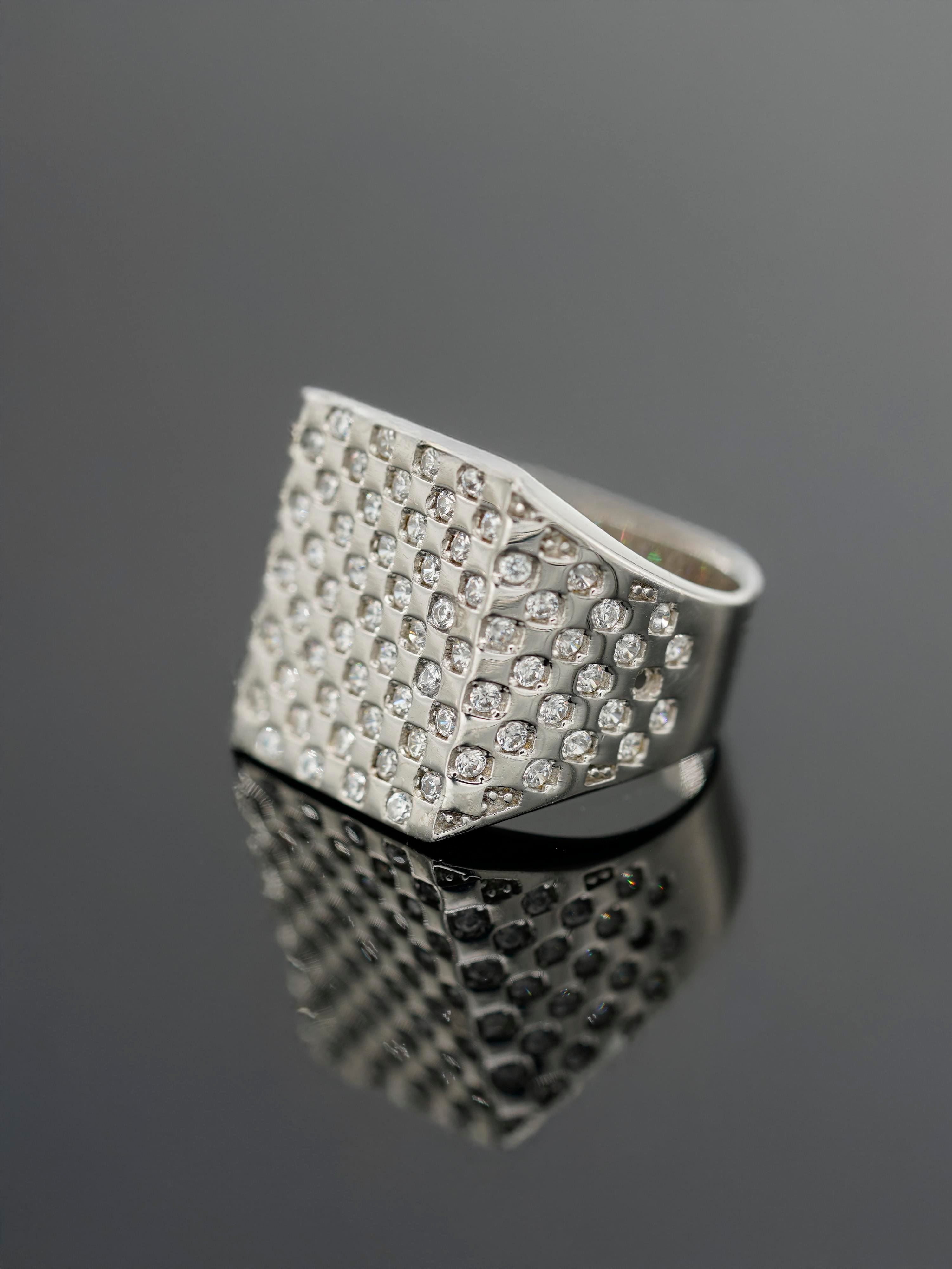 Luxury White Stones Square Ring