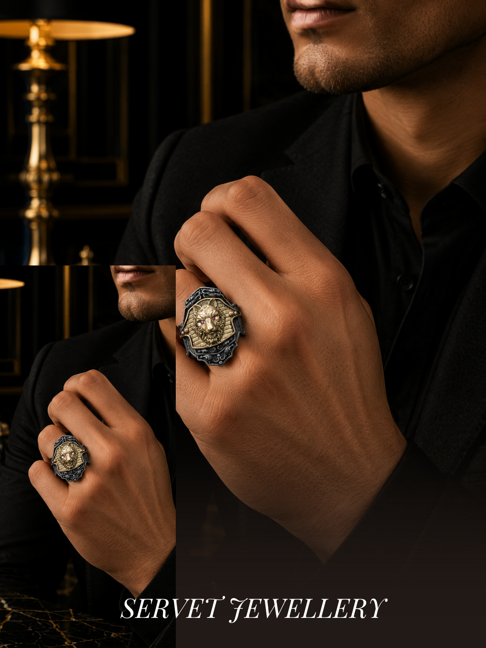 Luxury Wolf Oxidized Ring