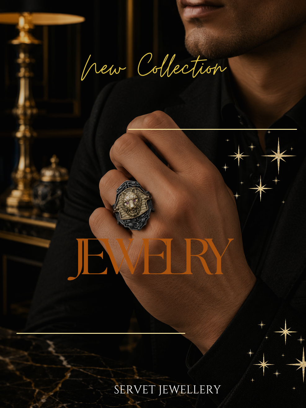 Luxury Wolf Oxidized Ring