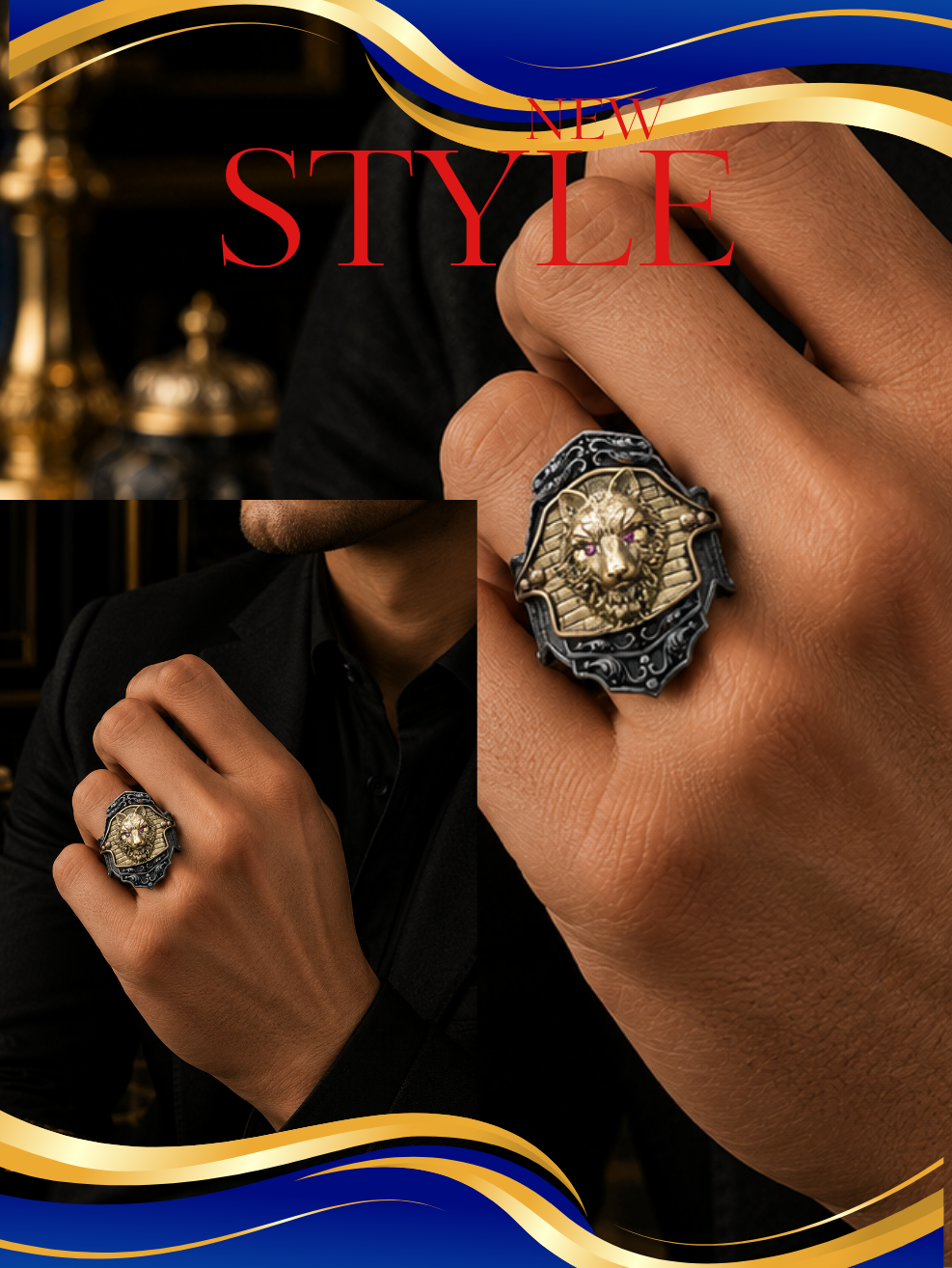 Luxury Wolf Oxidized Ring