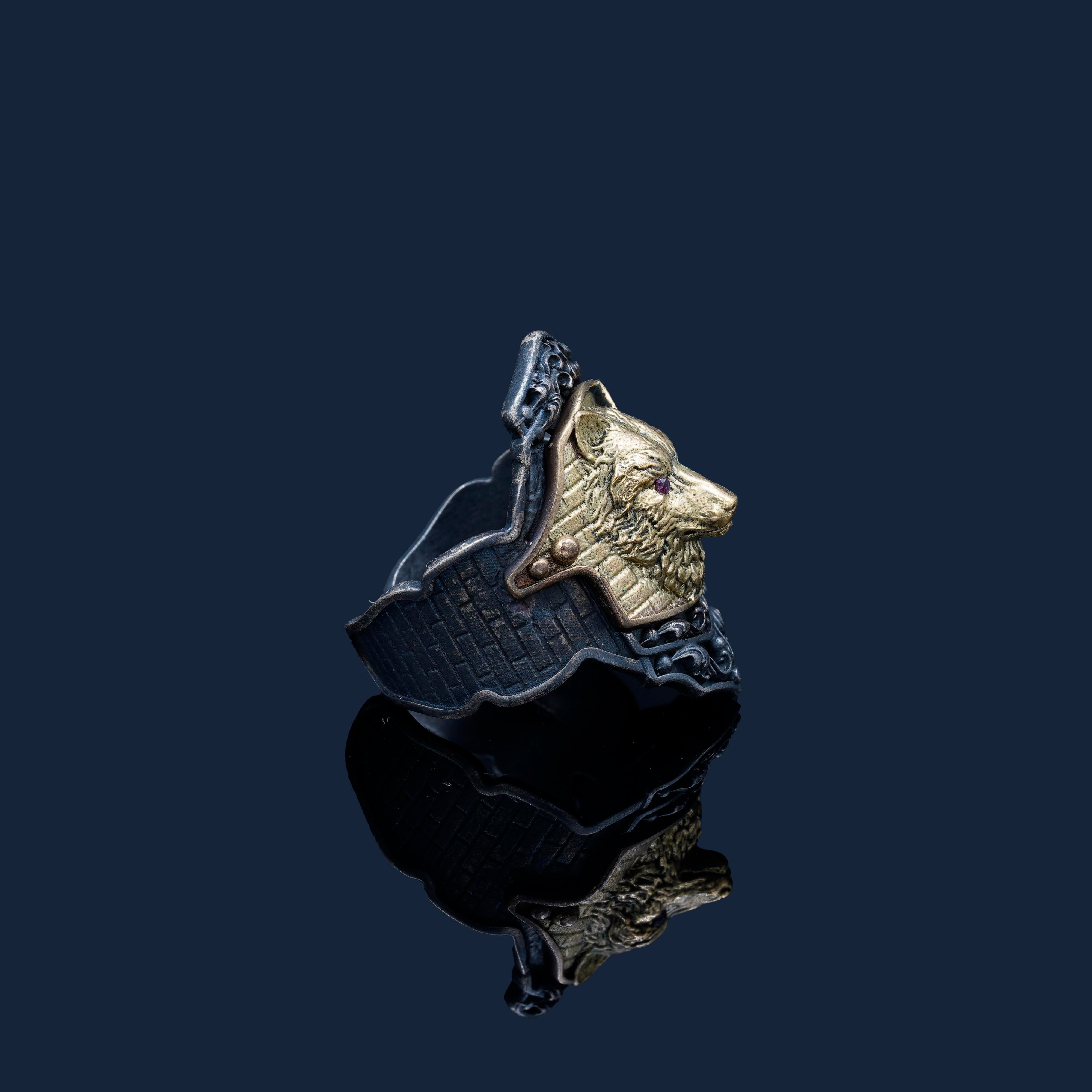 Luxury Wolf Oxidized Ring
