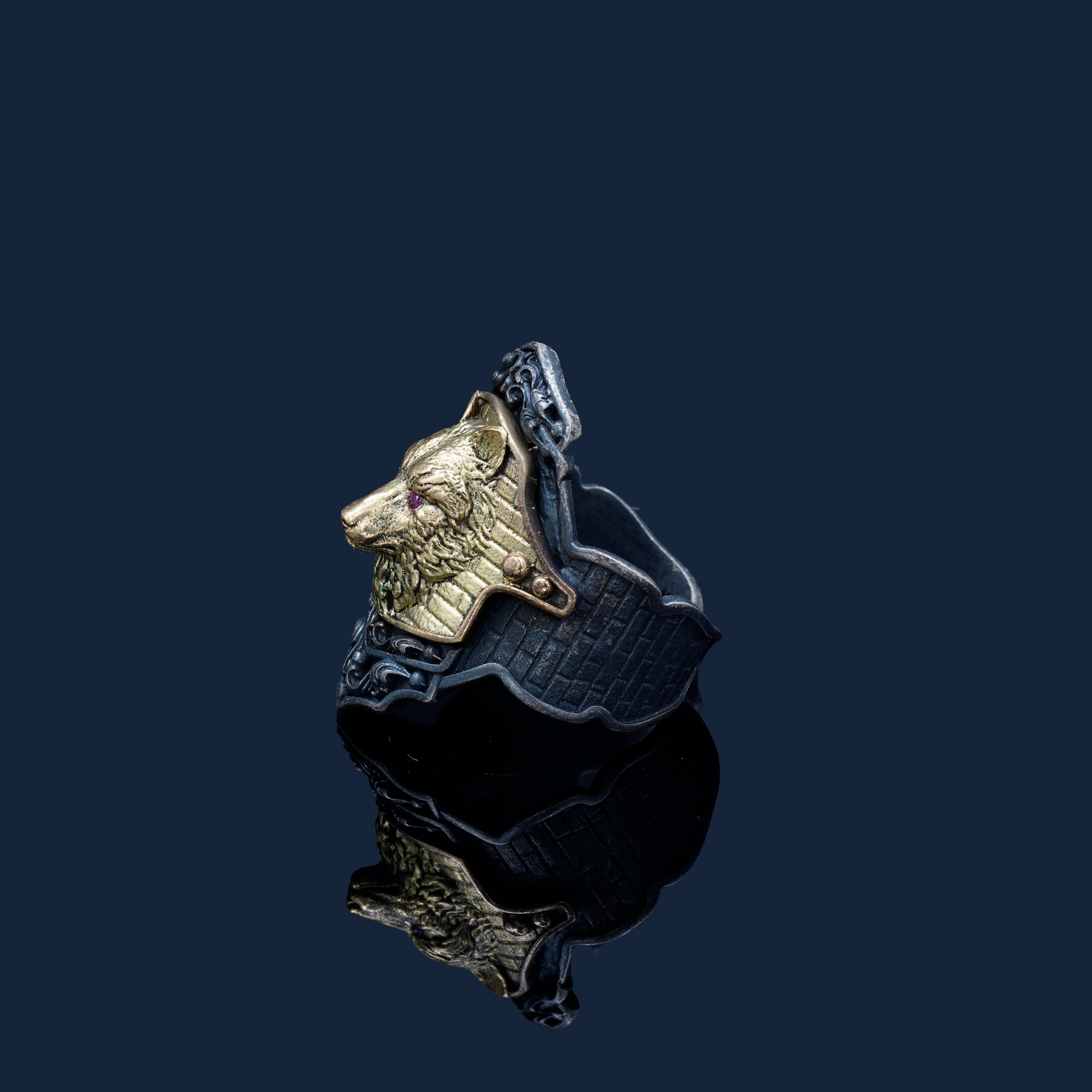 Luxury Wolf Oxidized Ring