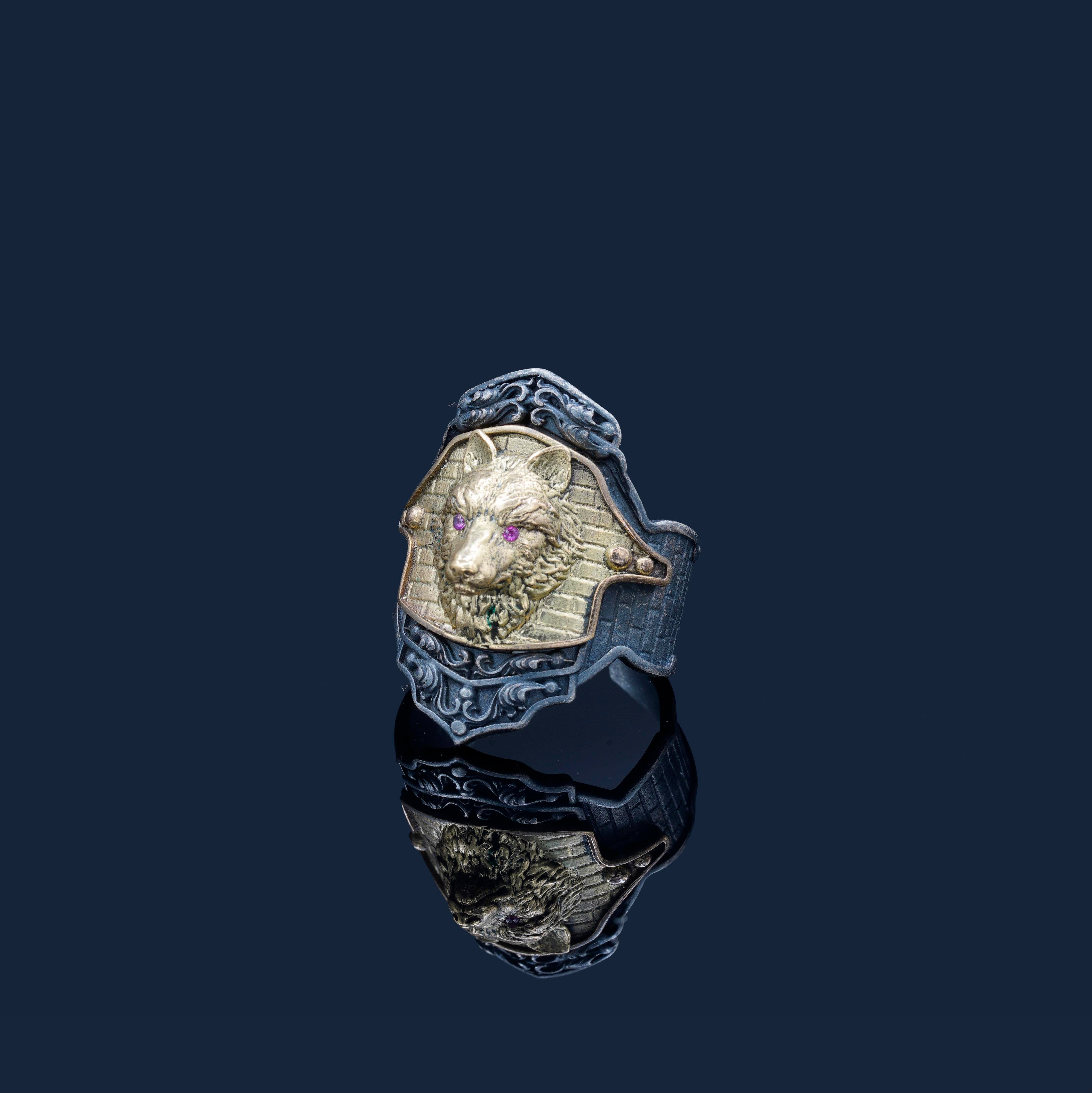 Luxury Wolf Oxidized Ring