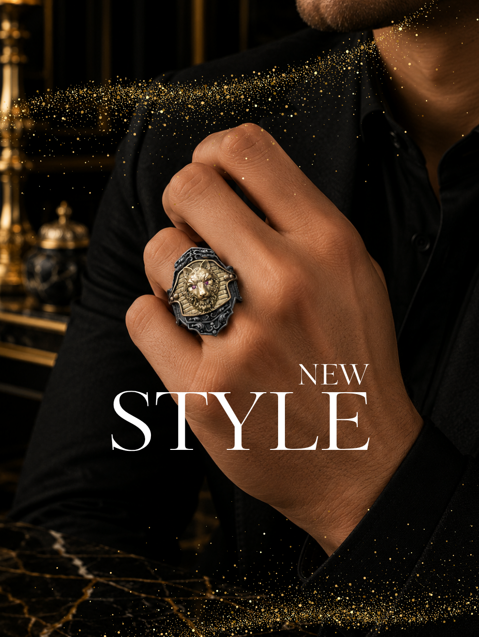 Luxury Wolf Oxidized Ring