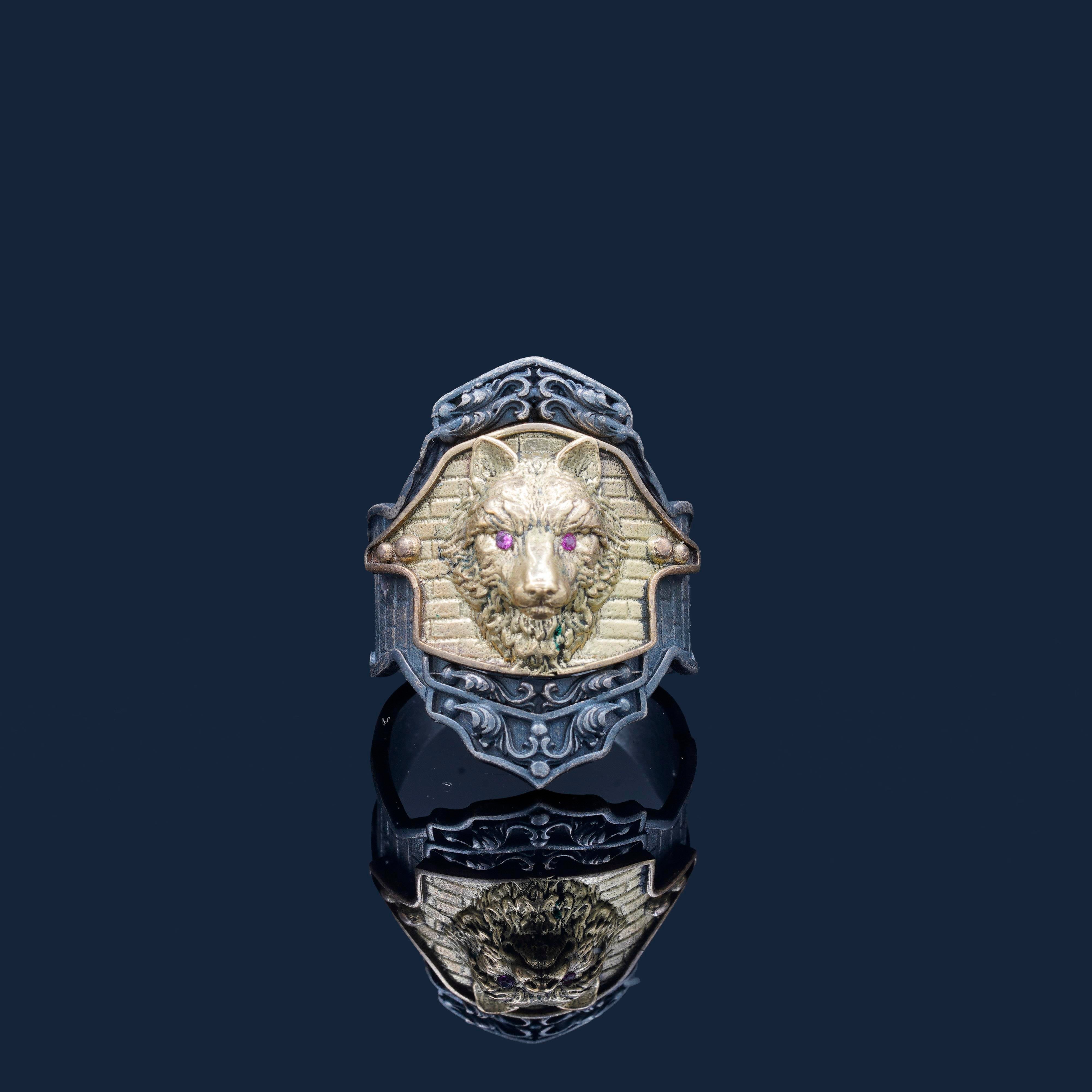 Luxury Wolf Oxidized Ring