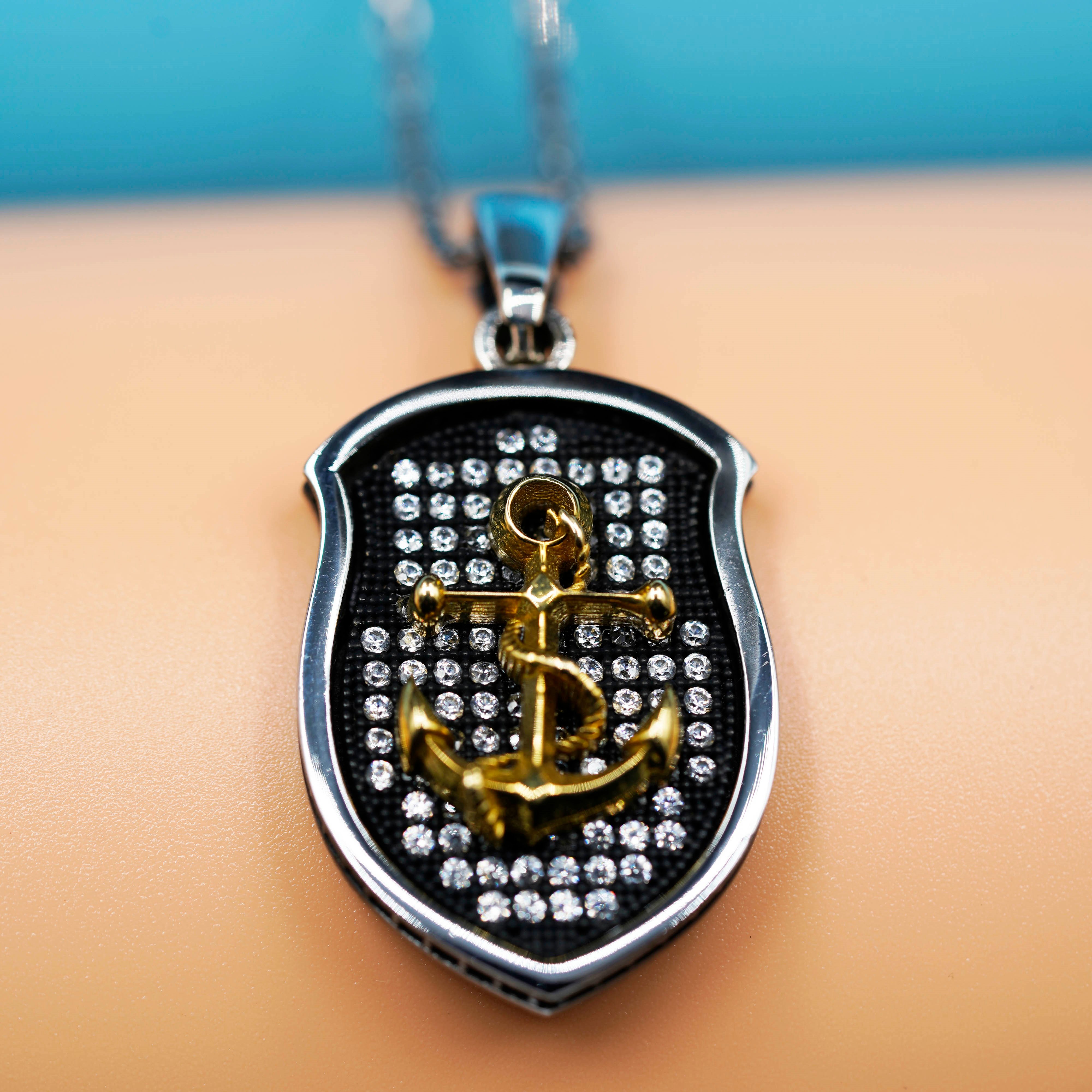 Premium Stones Anchor Necklace