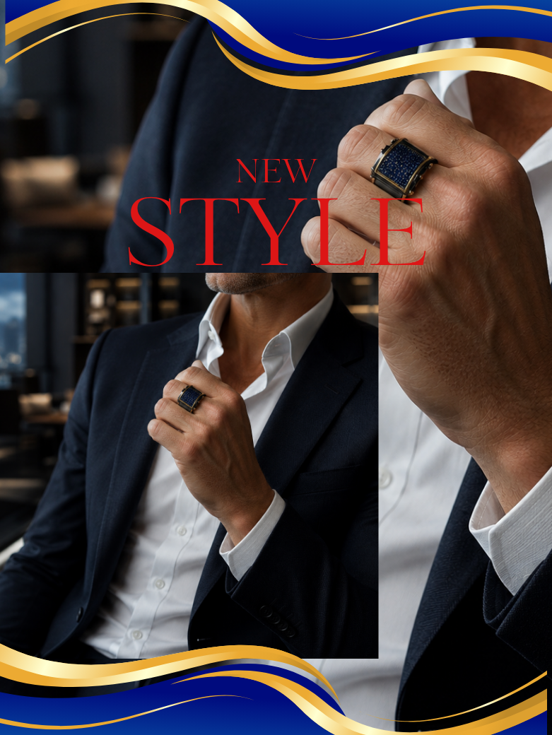 Prestige Blue – Özel Tasarım Gümüş Erkek Yüzük
