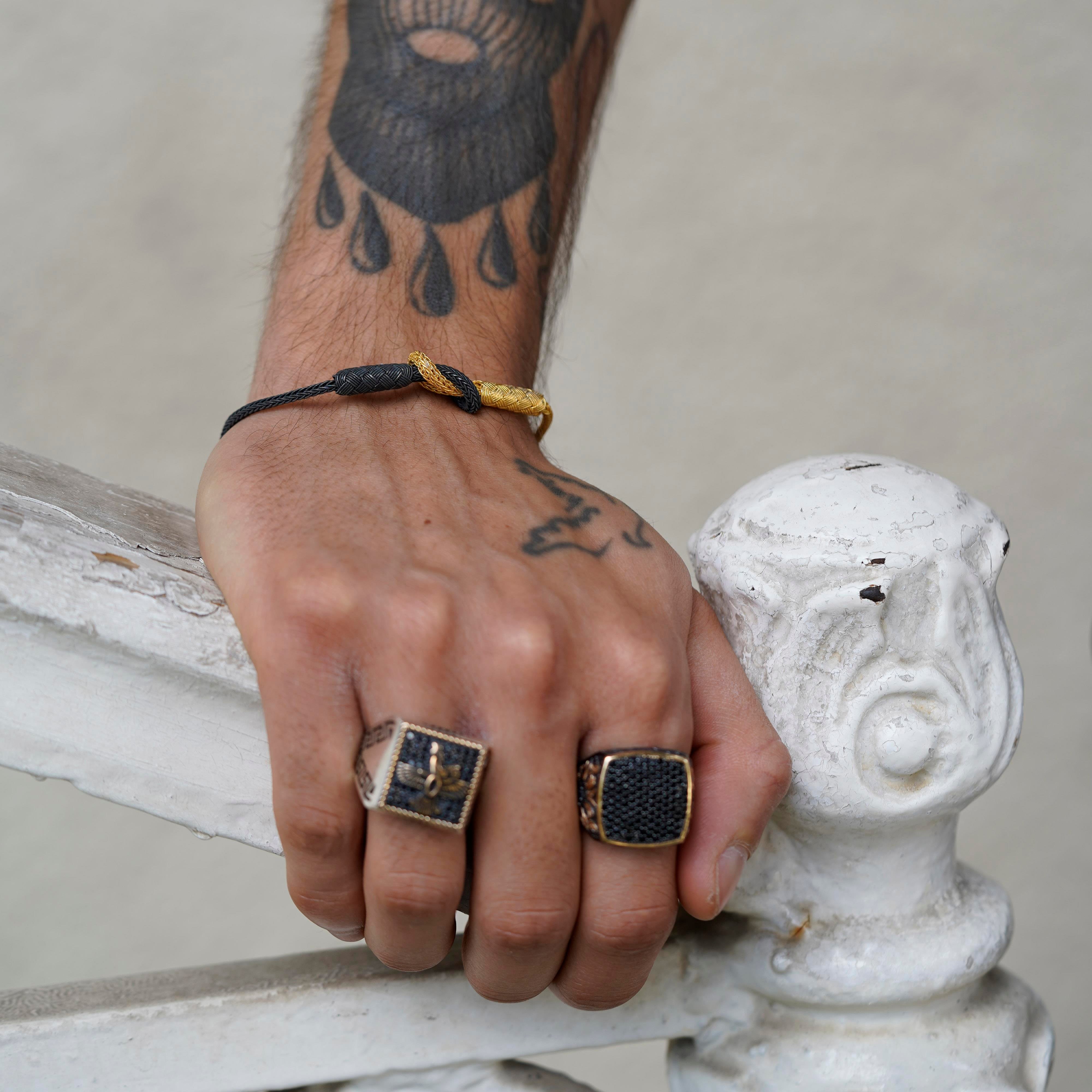 Royal Braid Black & Yellow Unisex Bracelet