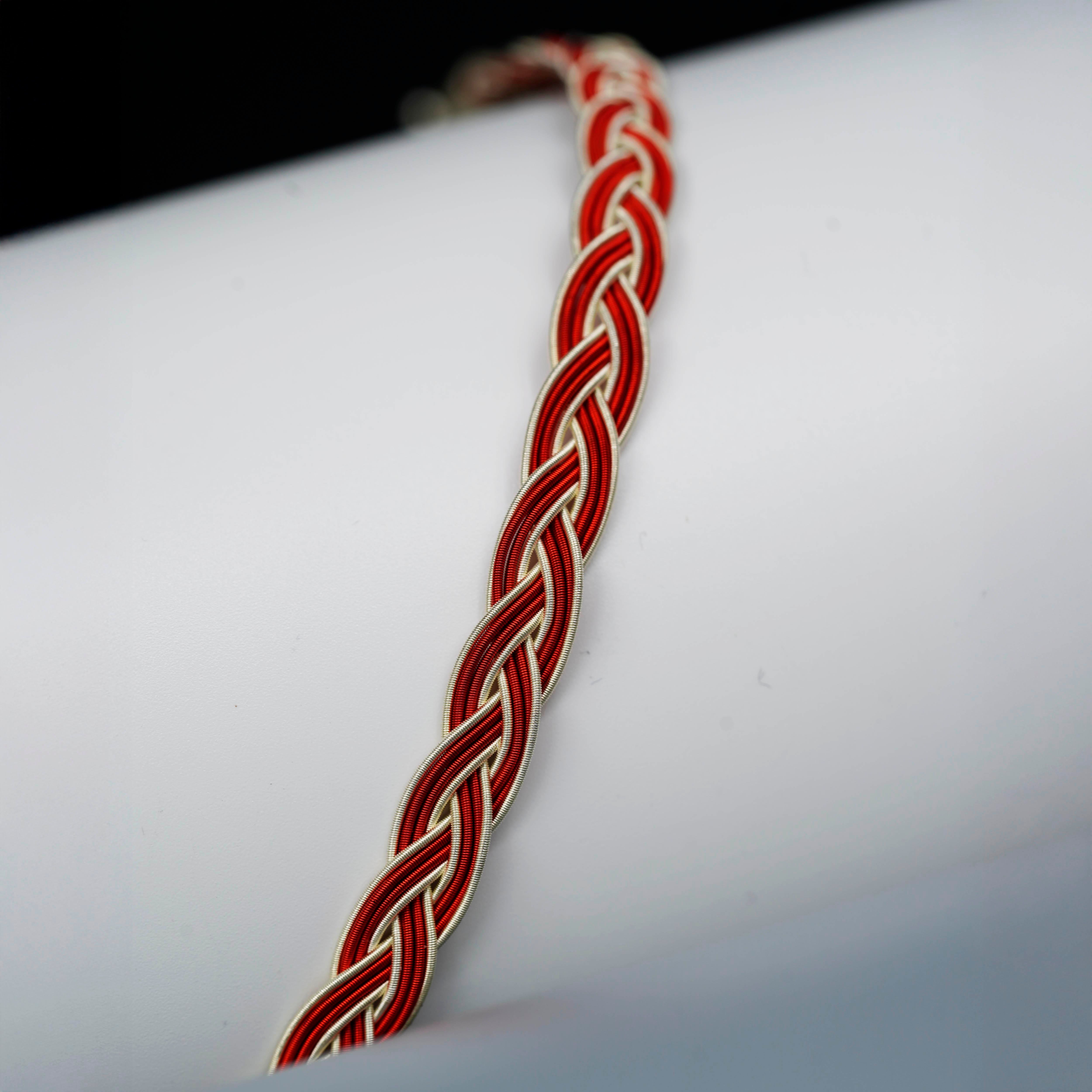 Royal Braid, White & Red Bracelet