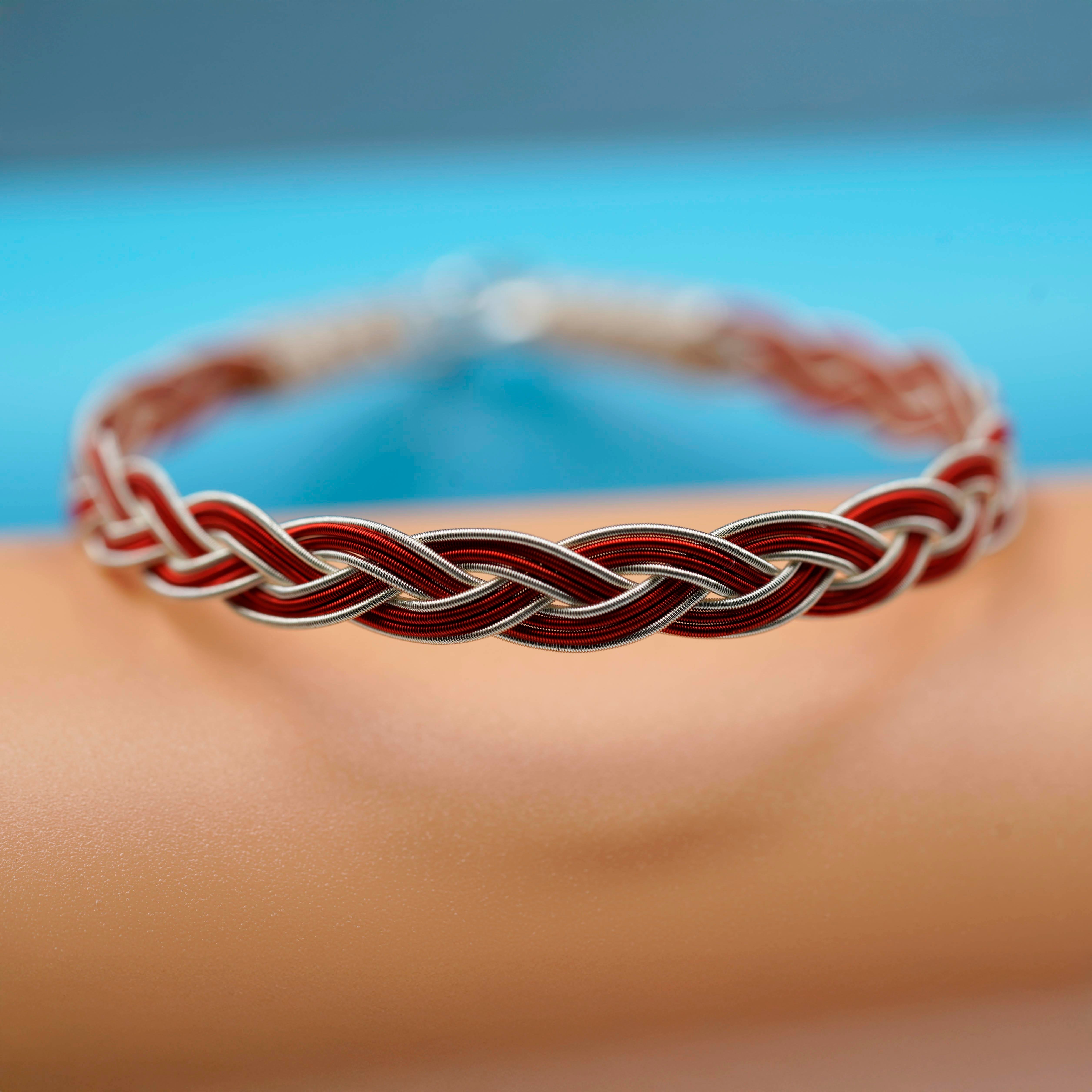 Royal Braid, White & Red Bracelet