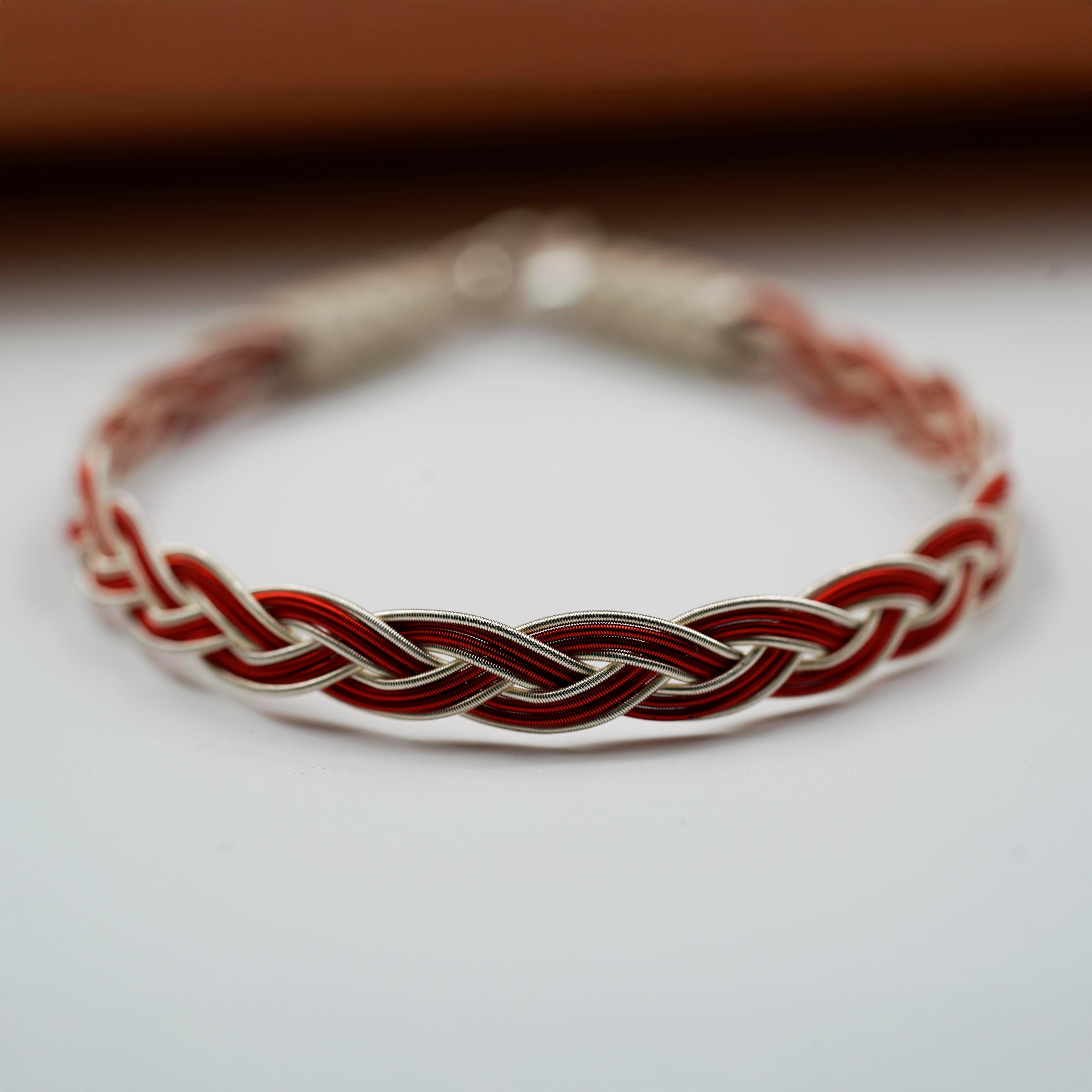Royal Braid, White & Red Bracelet