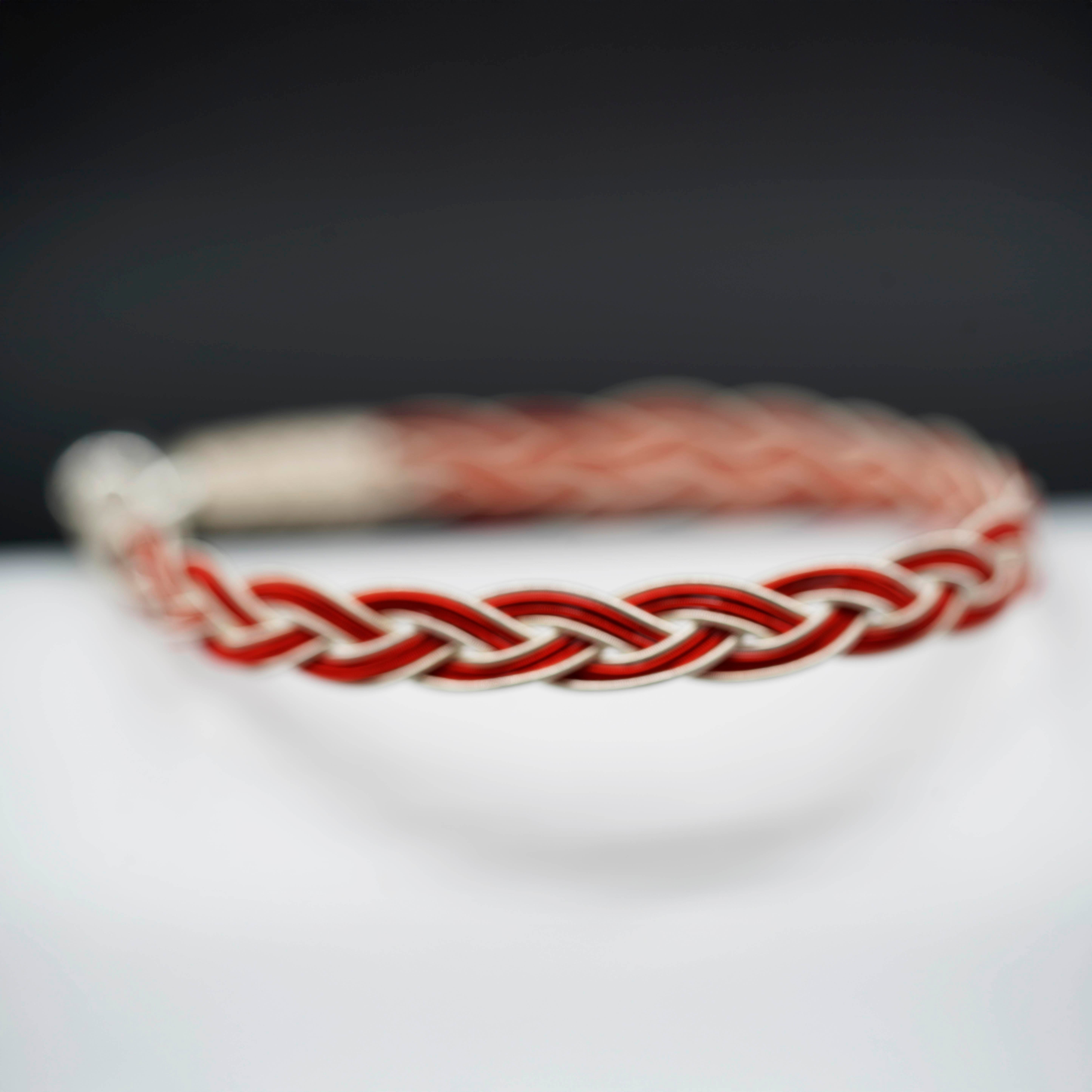 Royal Braid, White & Red Bracelet