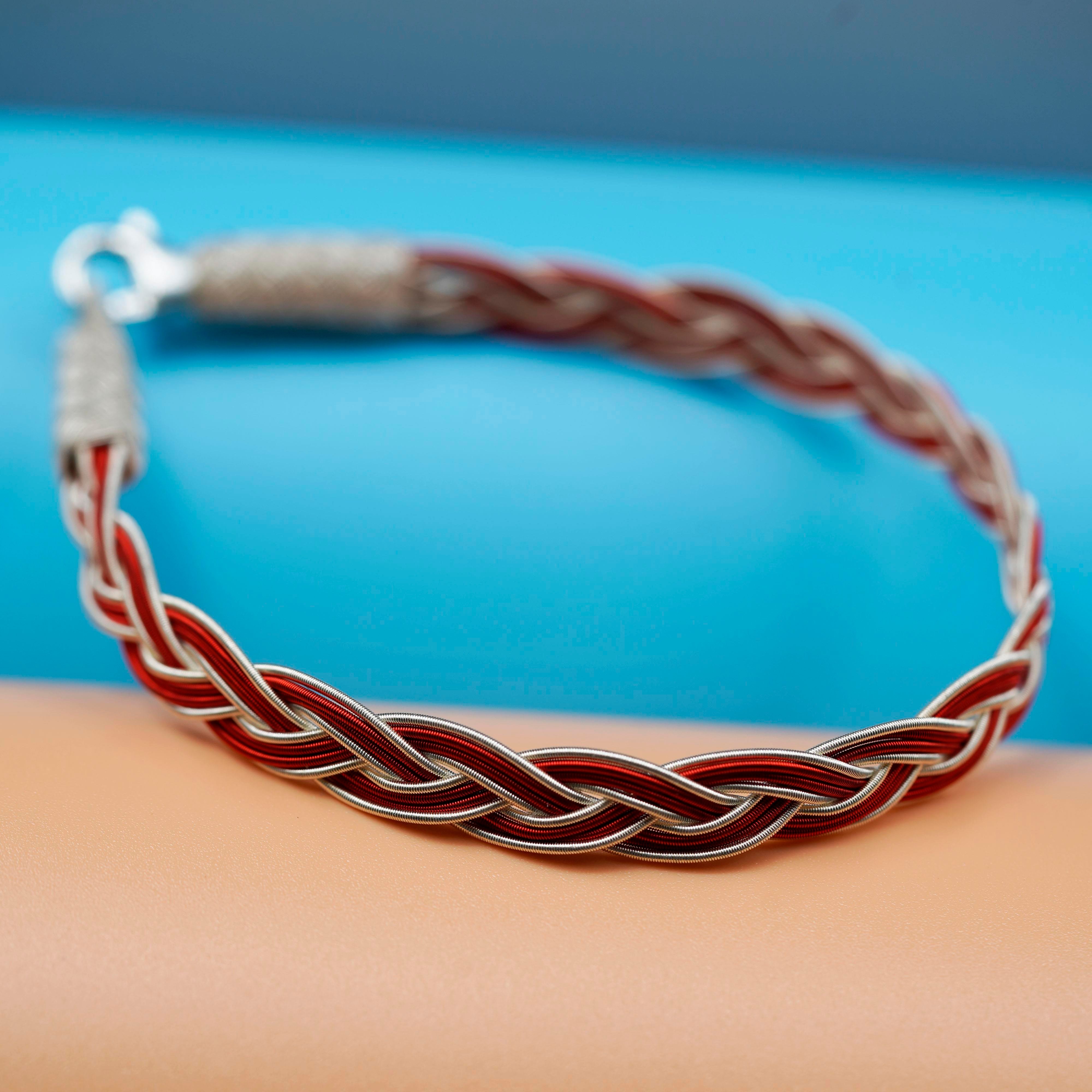 Royal Braid, White & Red Bracelet