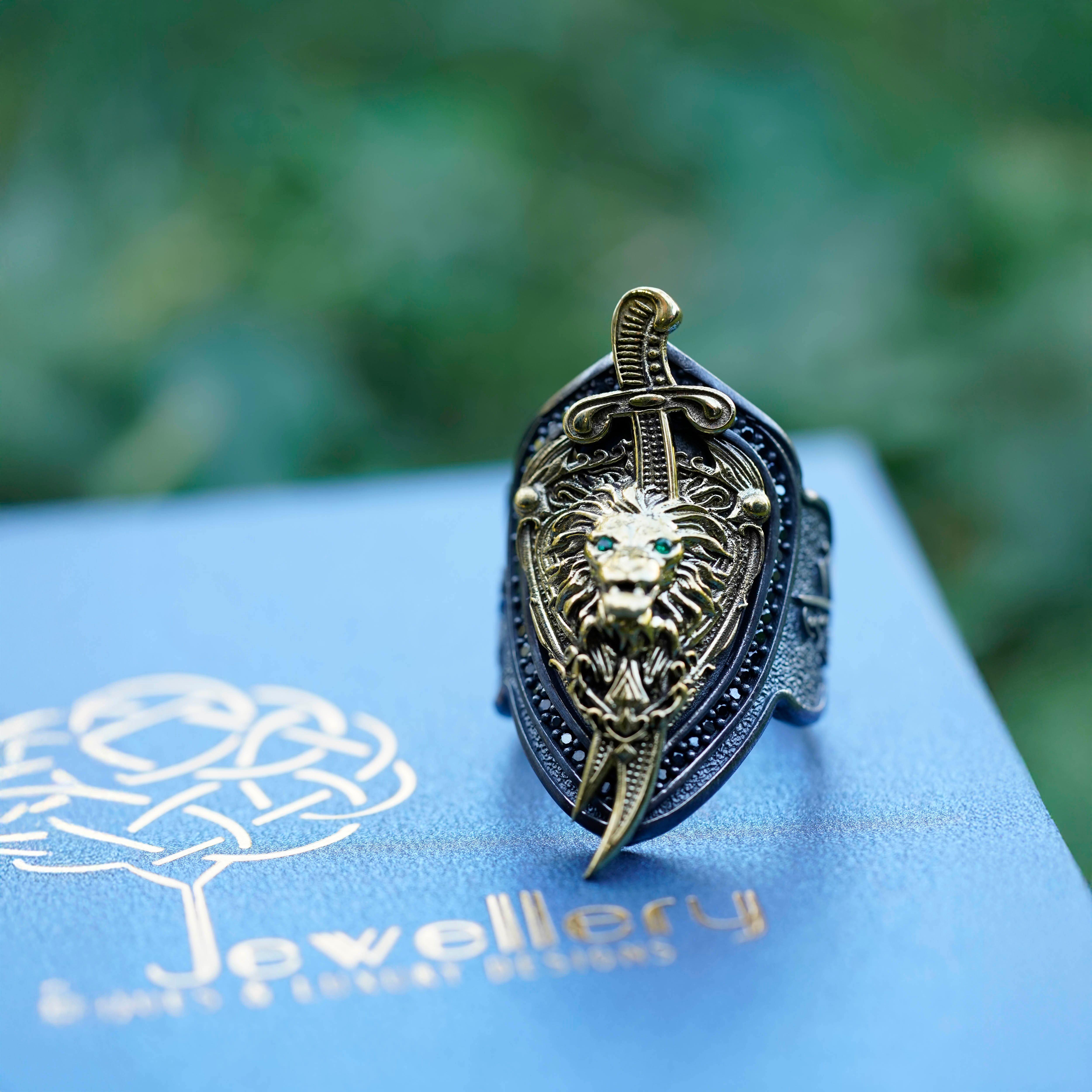 Siyah Taşlı Zülfikar & Aslan Yüzük