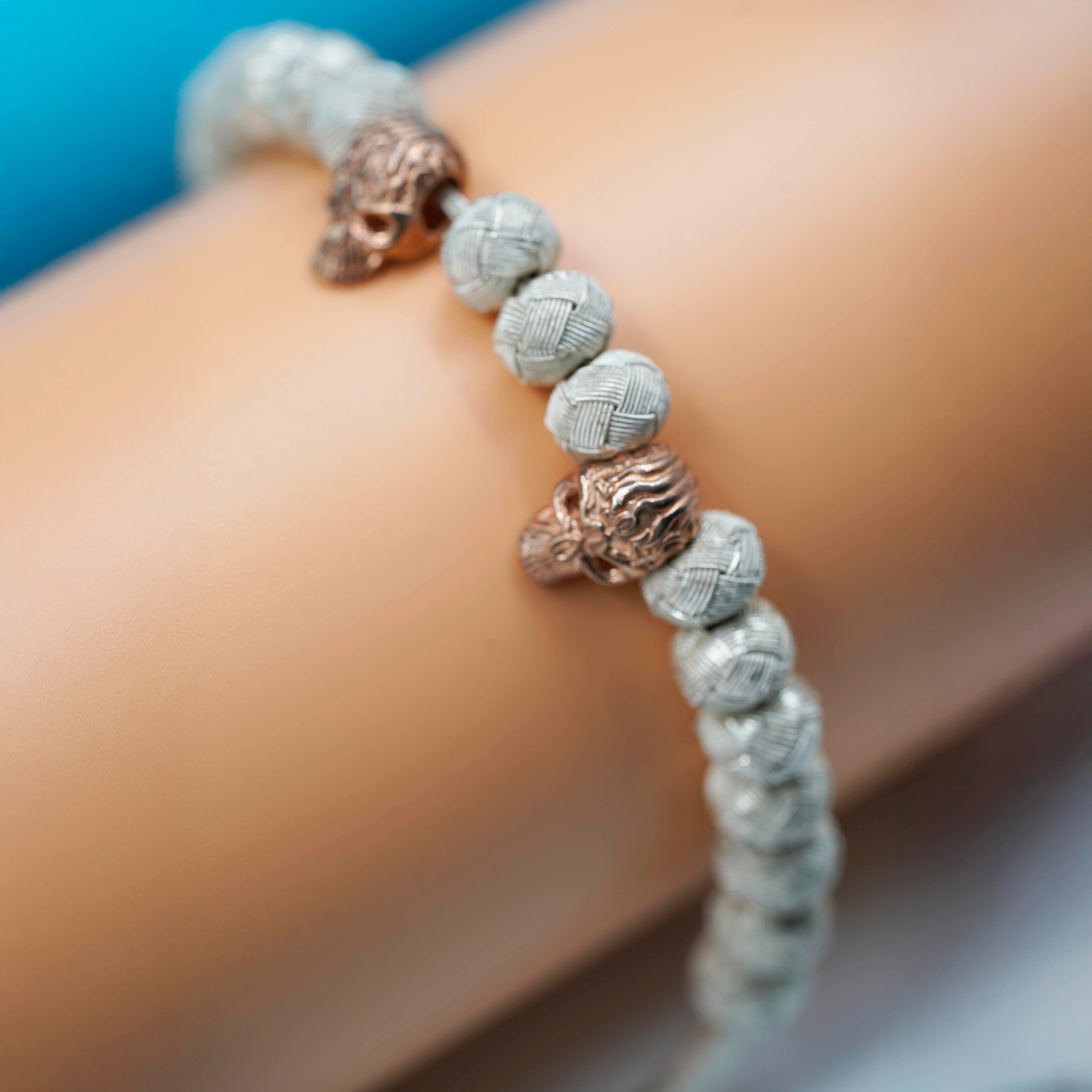 White Soul, Rose Skull, Unisex Bracelet