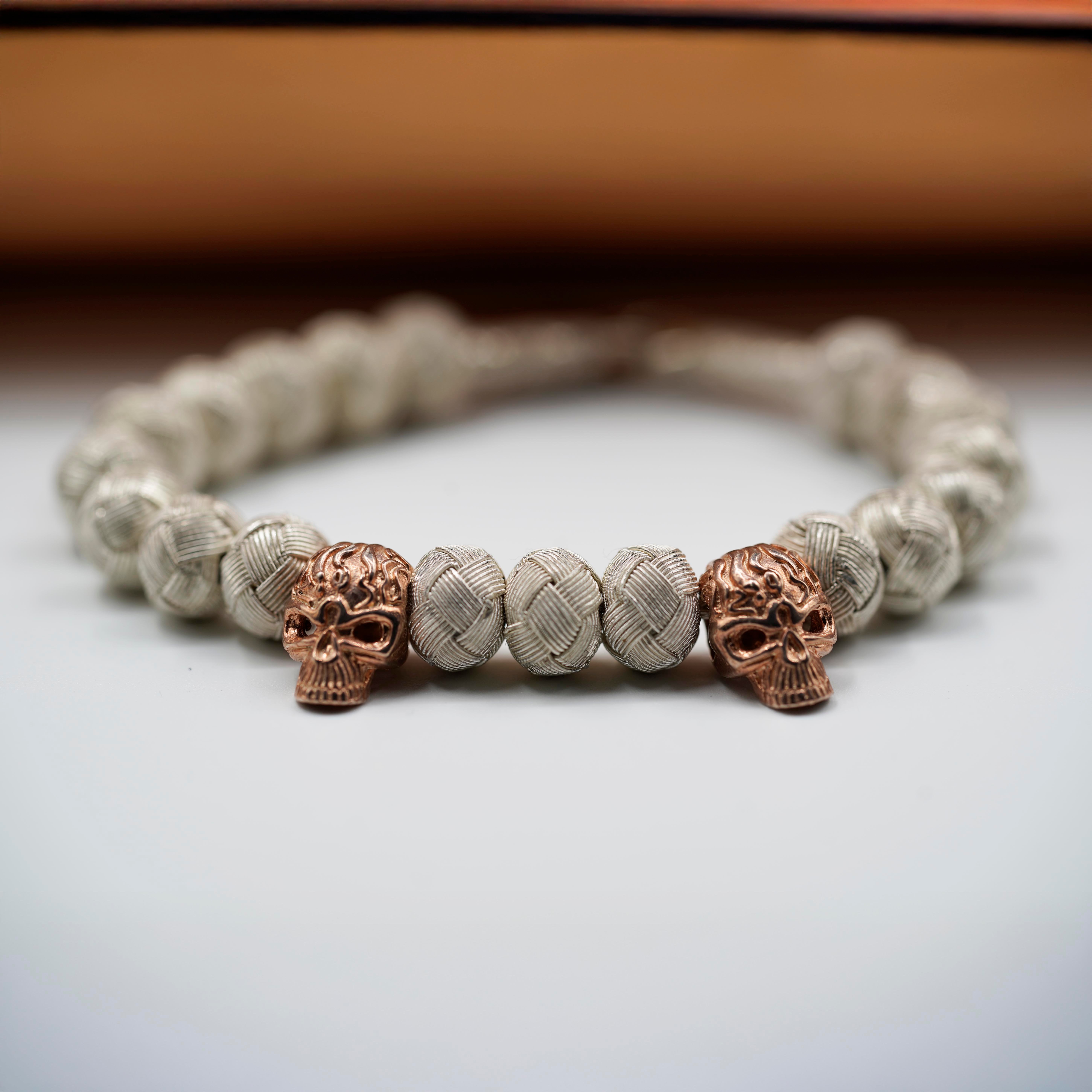 White Soul, Rose Skull, Unisex Bracelet