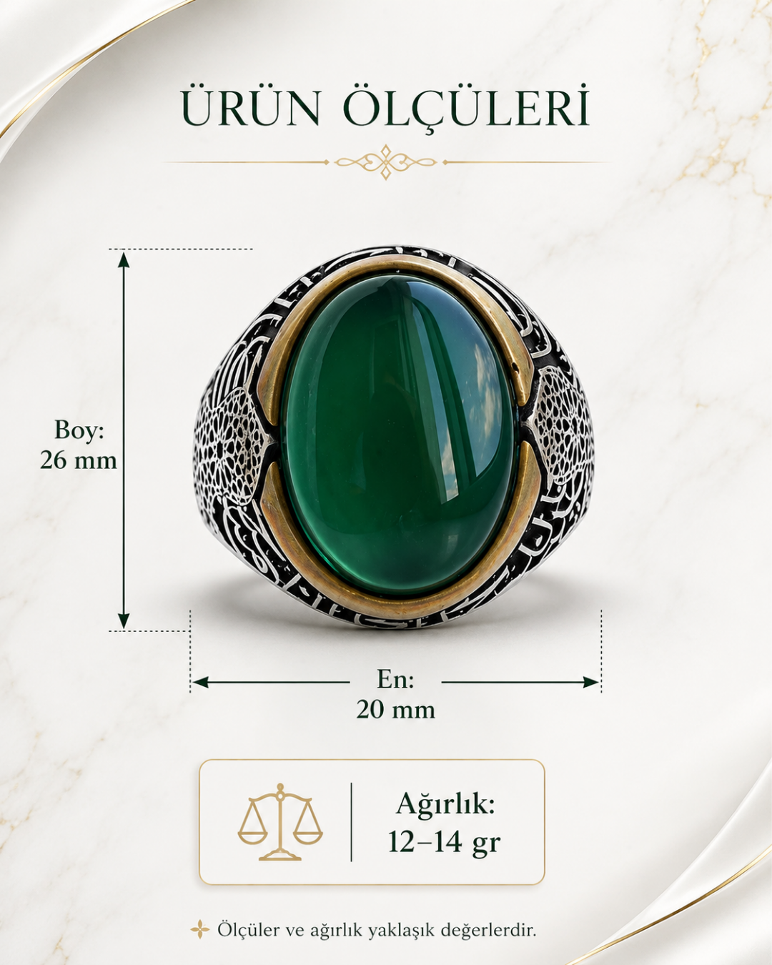 Yeşil Mühür Erkek Yüzük