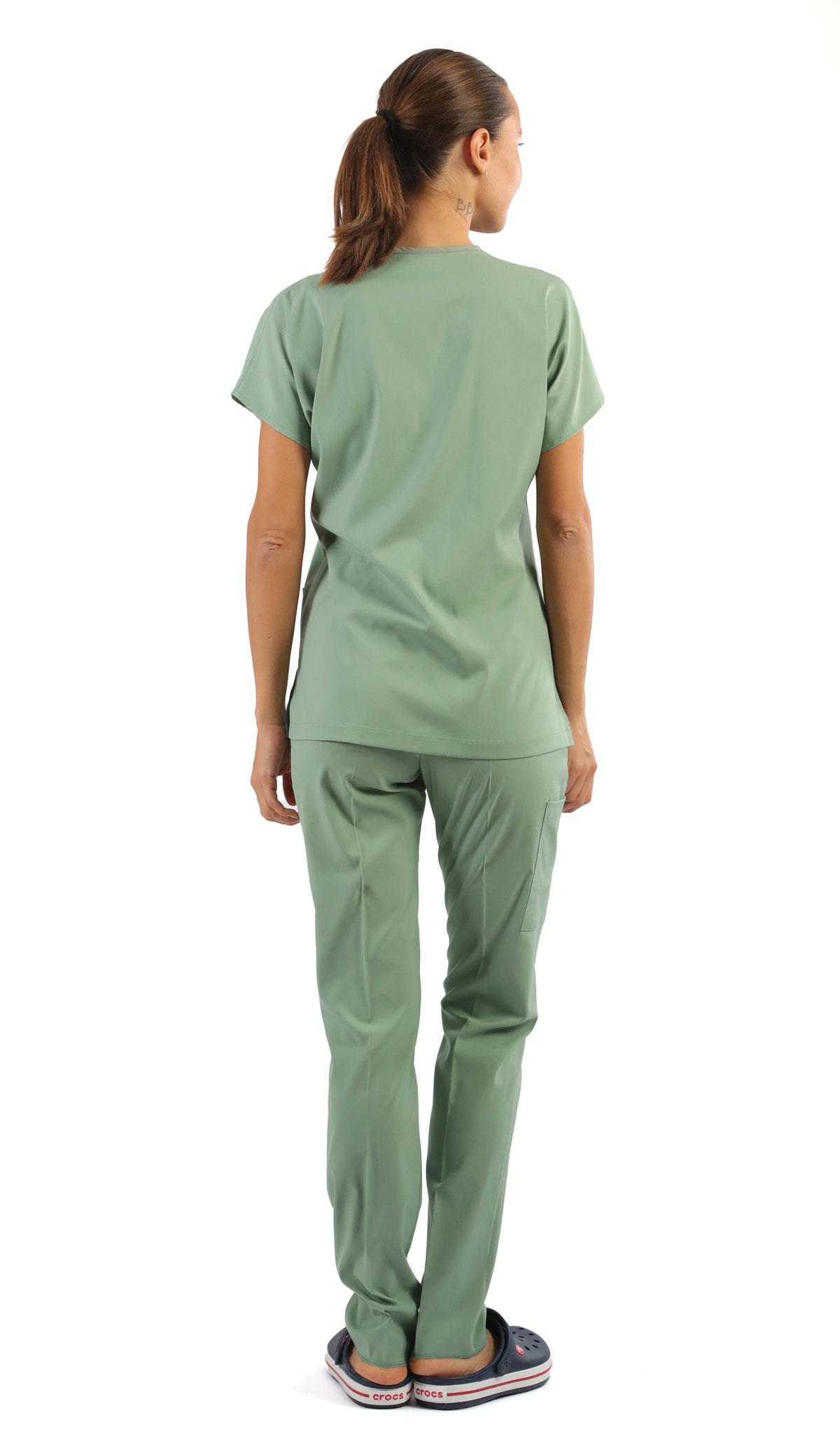 Scrub-Premium Likralı Bayan-Küf yeşili