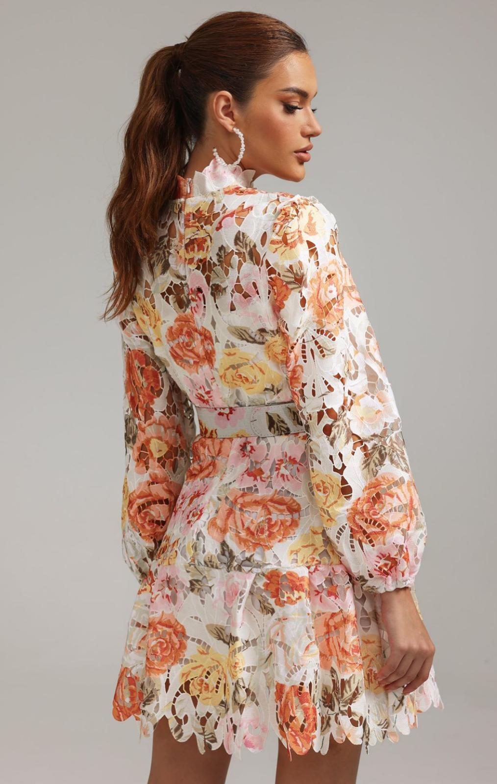 Floral Cutout Tasarım Elbise
