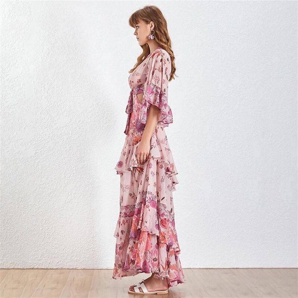 Maxi Floral Tasarım Elbise