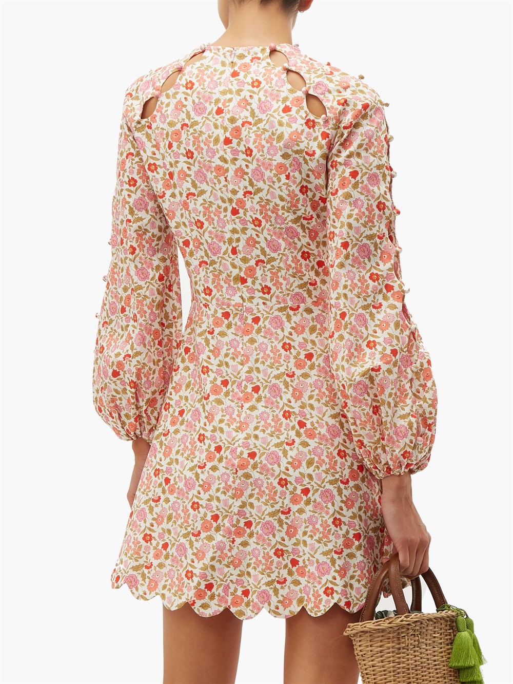 Pembe Floral Desen Mini Tasarım Elbise