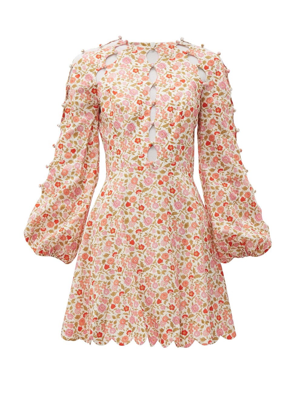 Pembe Floral Desen Mini Tasarım Elbise